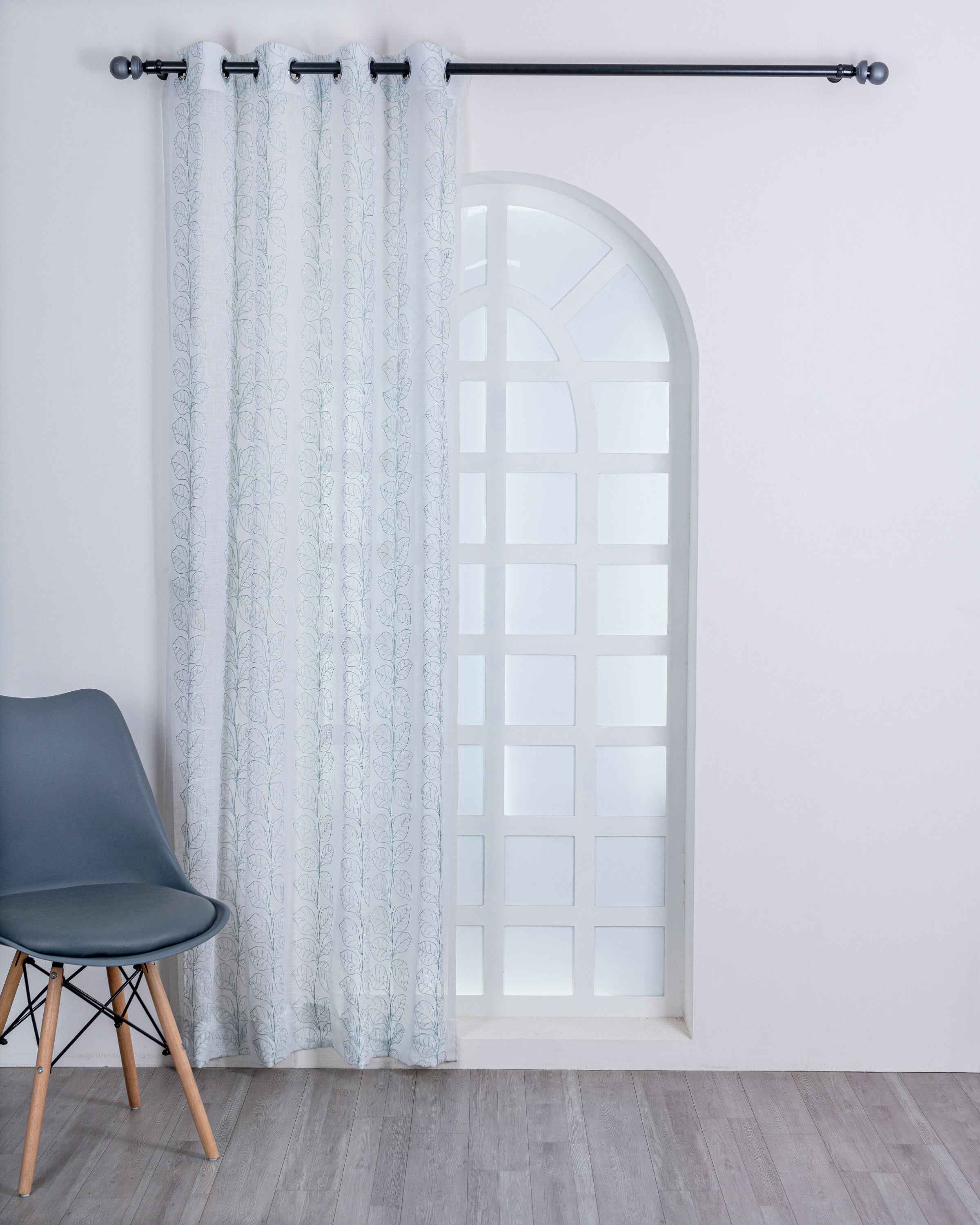 Parda online Premium Embroidery Linen Curtain with Soft & Durable Fabric - Leaf Design