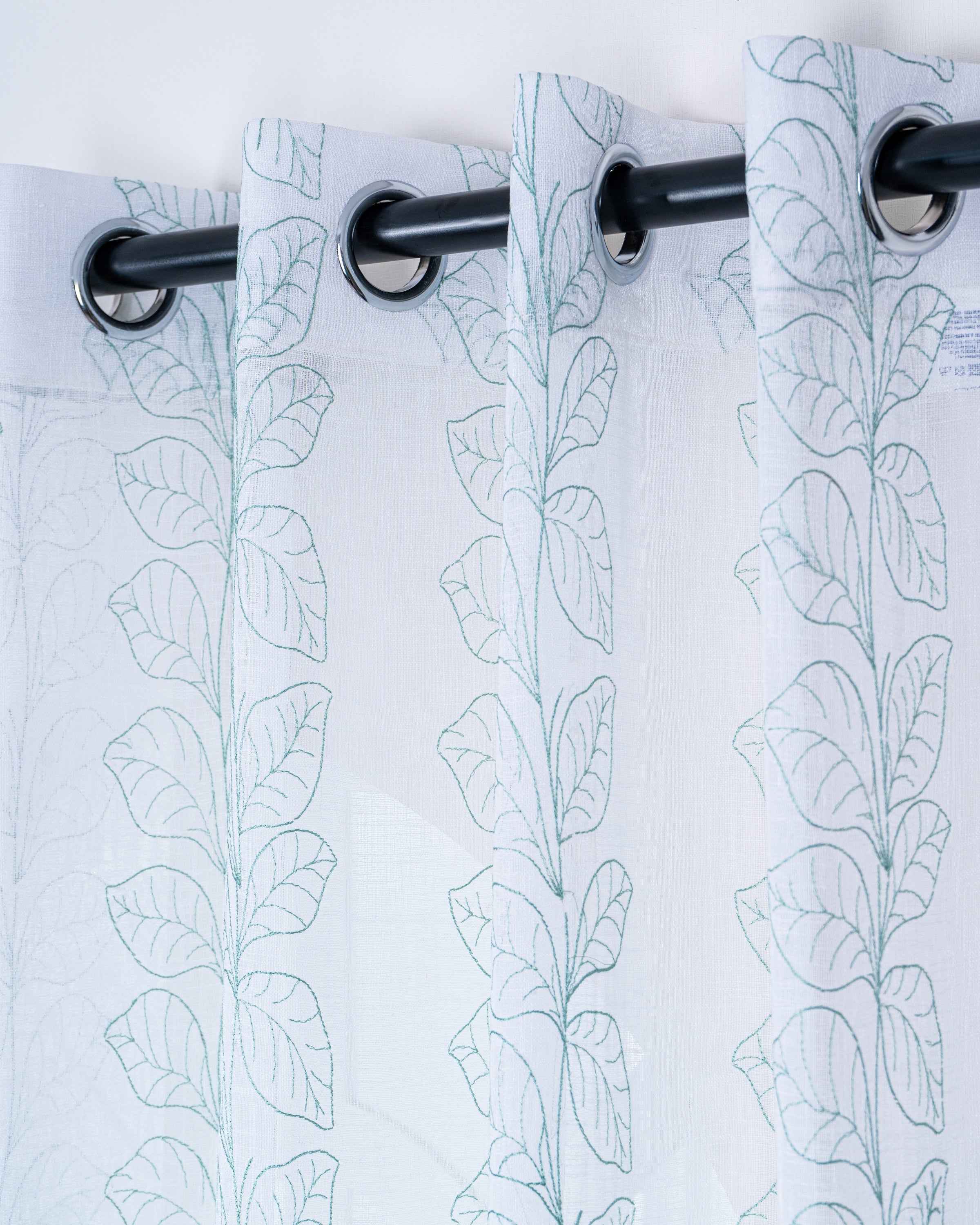 Parda online Premium Embroidery Linen Curtain with Soft & Durable Fabric - Leaf Design