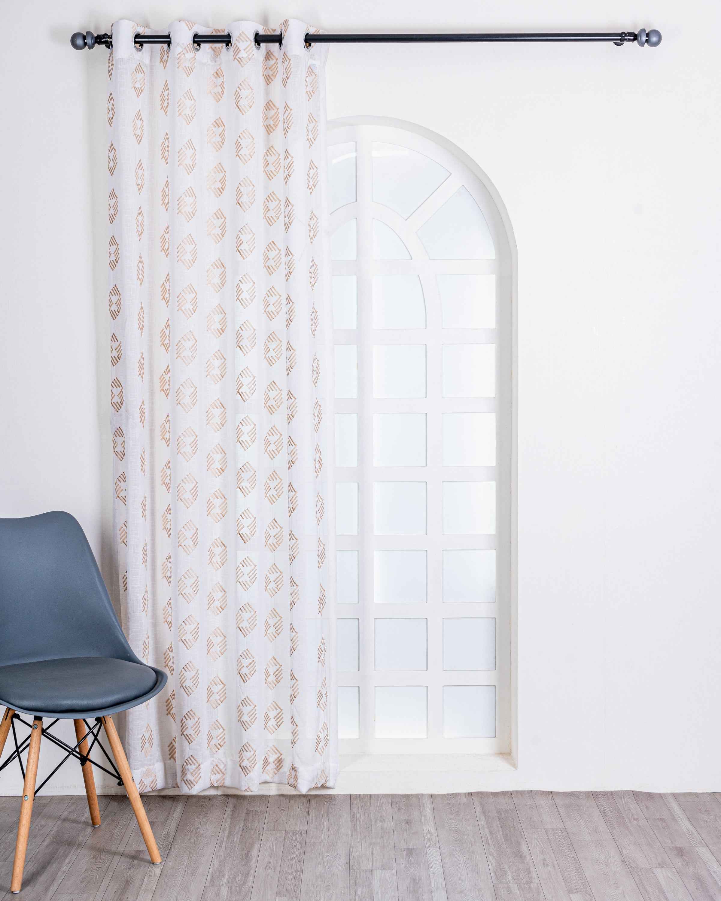 Parda online Premium Embroidery Linen Curtain with Soft & Durable Fabric - Rombus Design