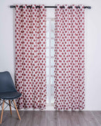 Parda online Premium Jacquard Linen Curtain with Red Leaf Design with Soft & Durable Fabric