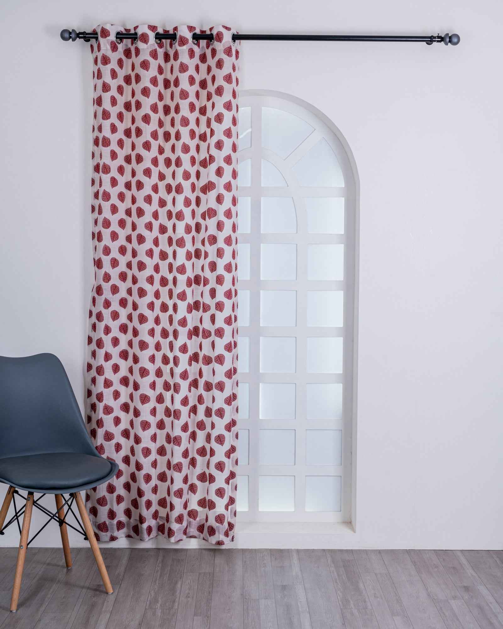Parda online Premium Jacquard Linen Curtain with Leaf Design with Soft & Durable Fabric