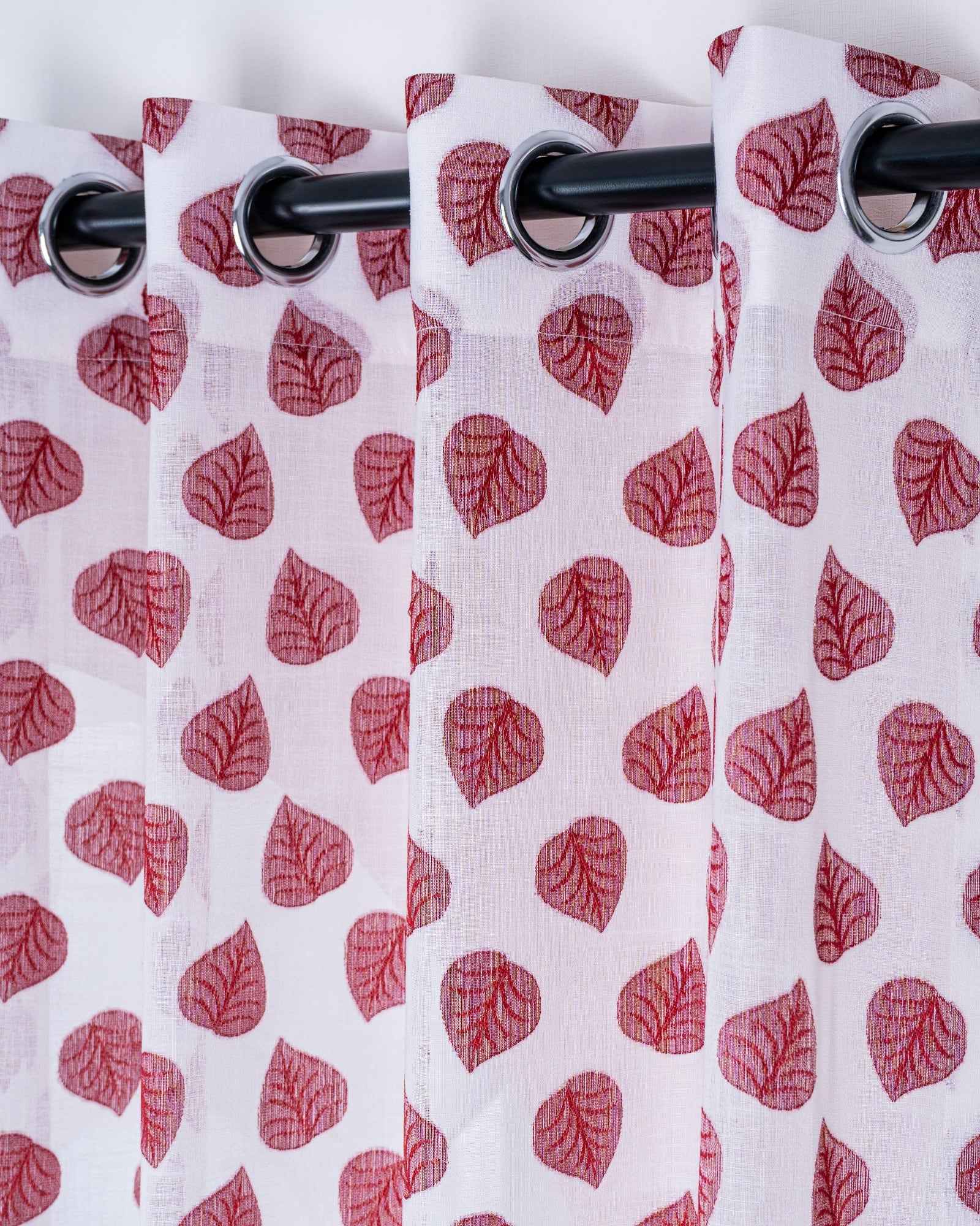 Parda online Premium Jacquard Linen Curtain with Leaf Design with Soft & Durable Fabric