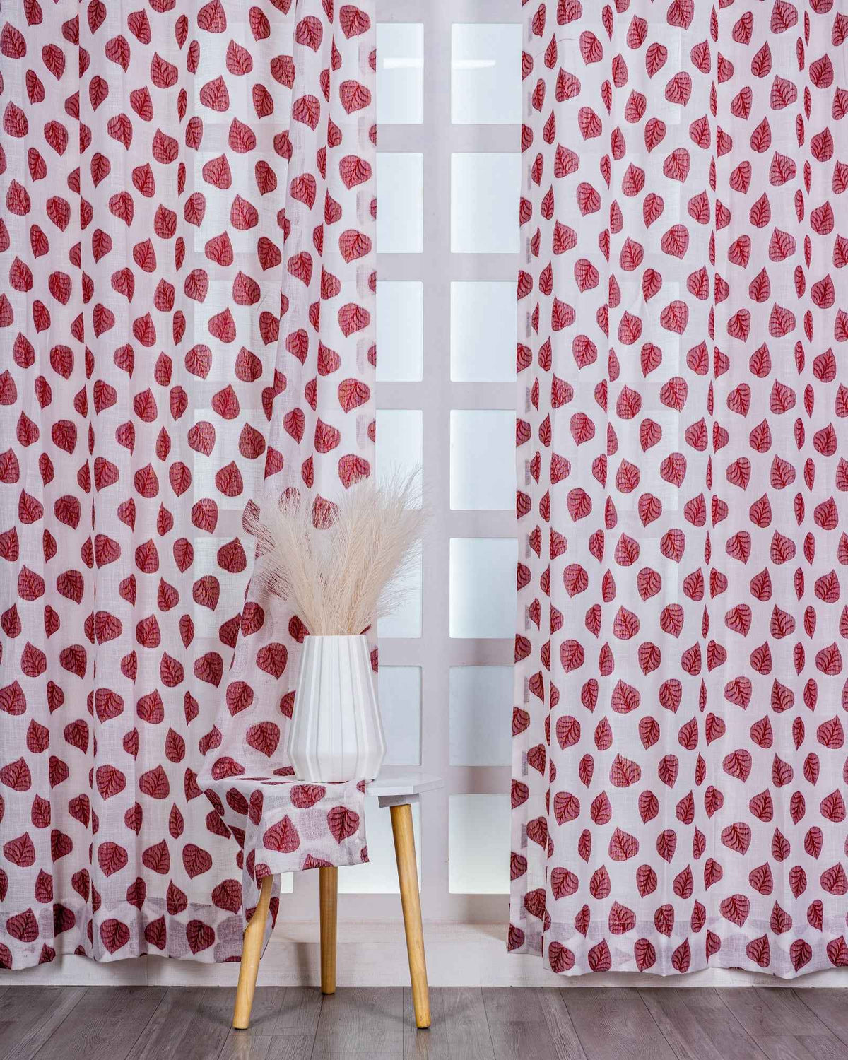 Parda online Premium Jacquard Linen Curtain with Leaf Design with Soft & Durable Fabric