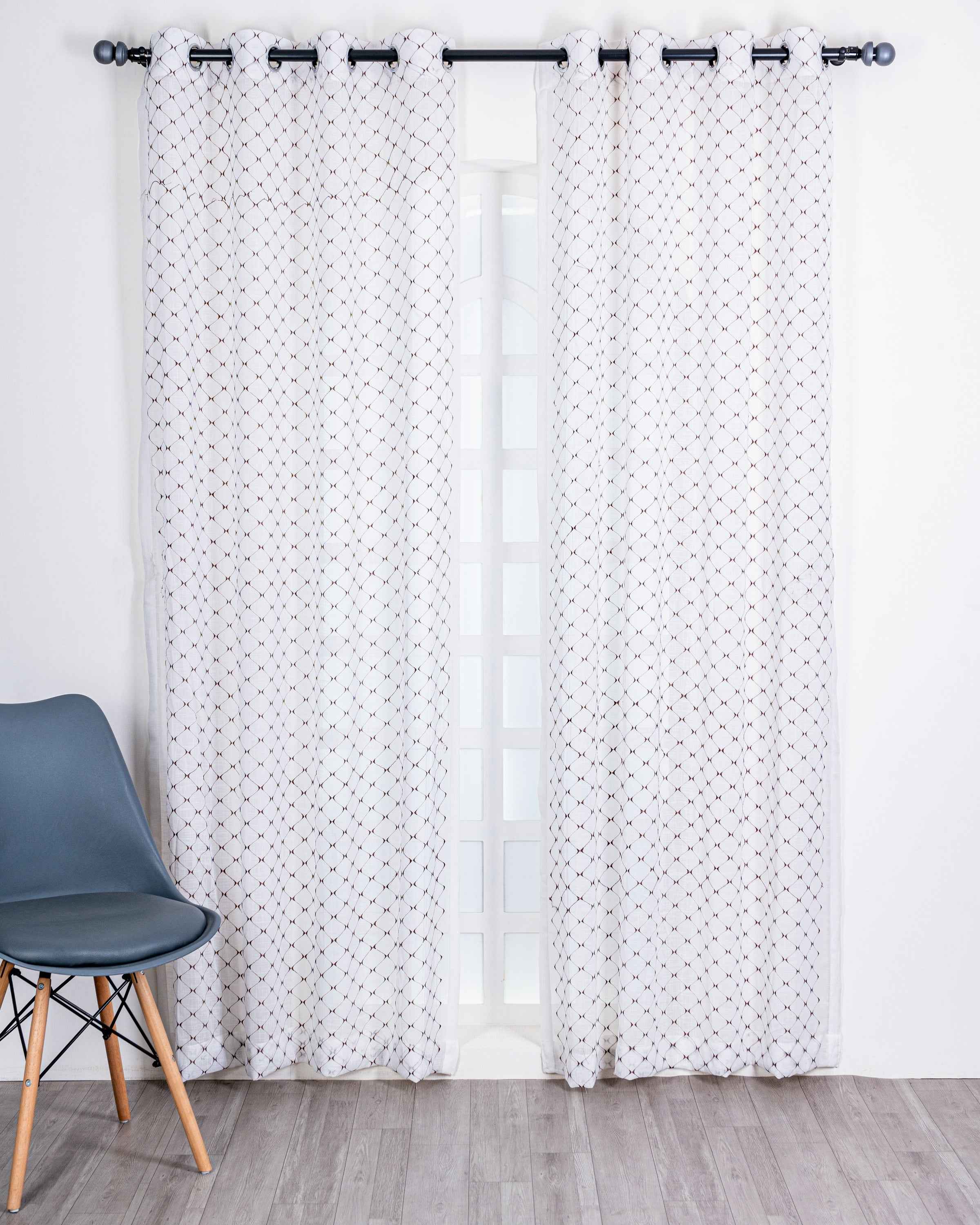 Parda online Premium Embroidery Linen Curtain with Soft & Durable Fabric