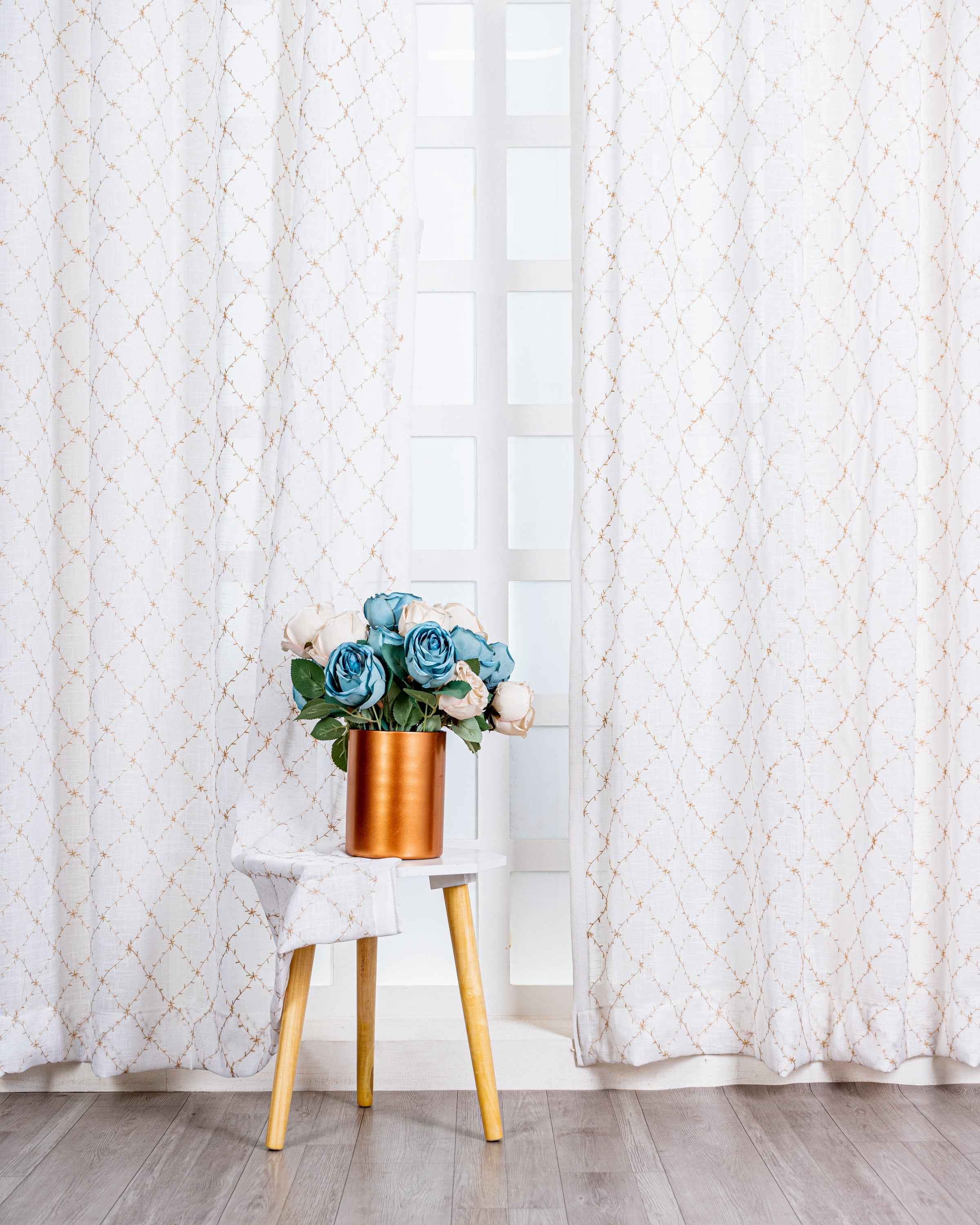 Parda online Premium Embroidery Linen Curtain with Soft & Durable Fabric - Sparkle Design