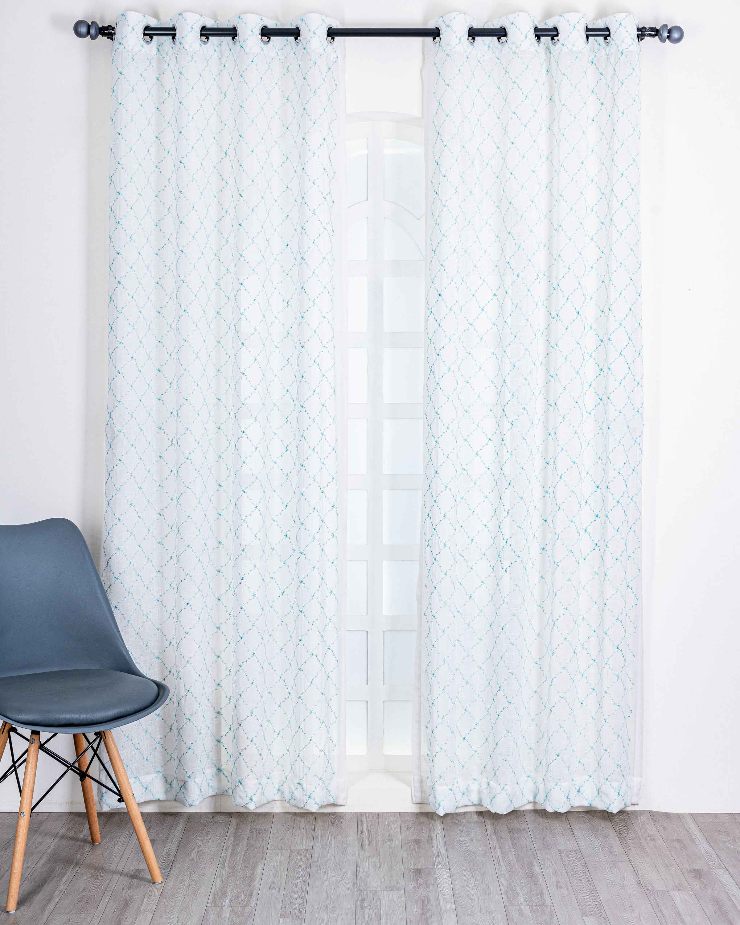 Parda online Premium Embroidery Linen Curtain with Soft & Durable Fabric - Sparkle Design