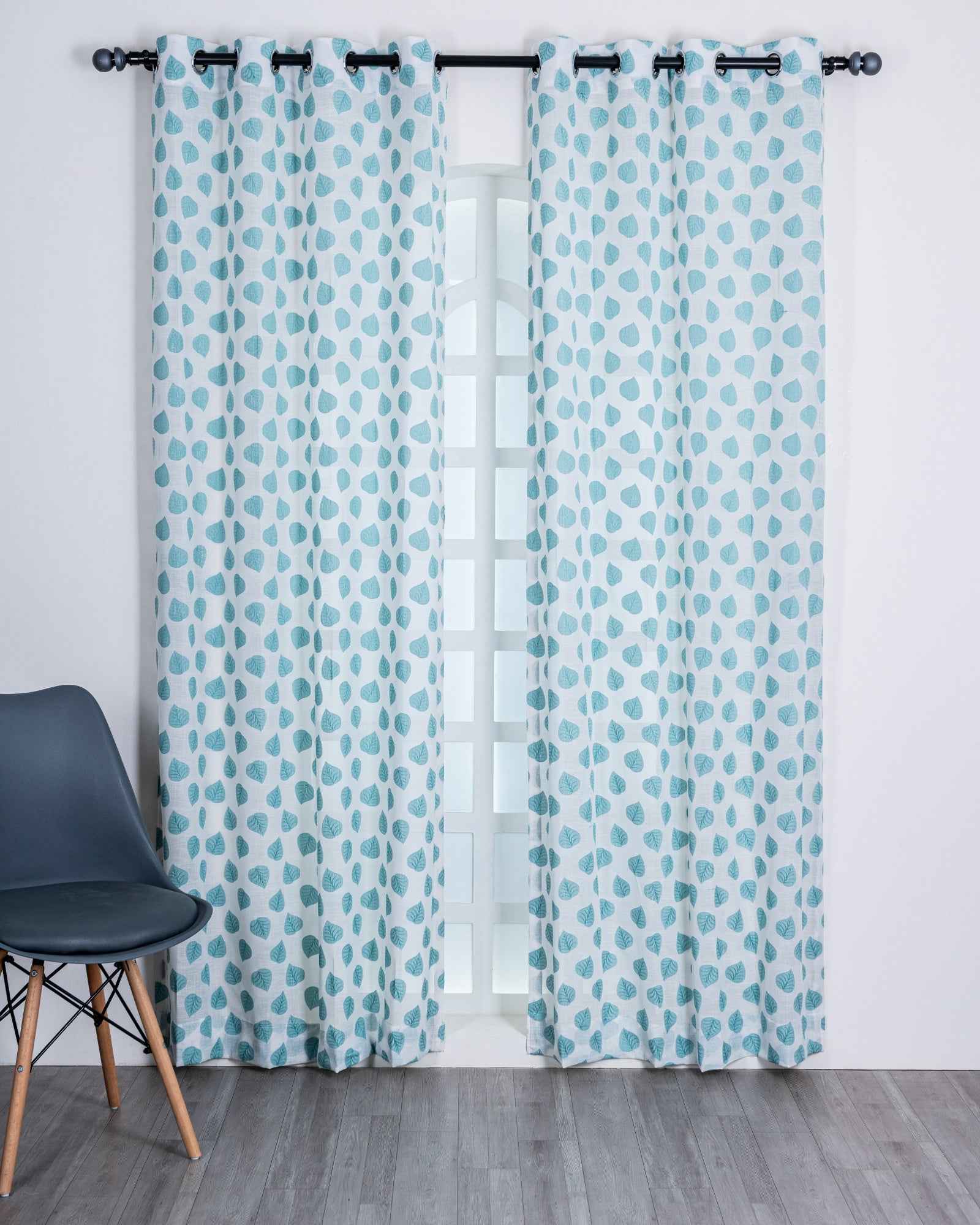 Parda online Premium Jacquard Linen Curtain with Leaf Design with Soft & Durable Fabric