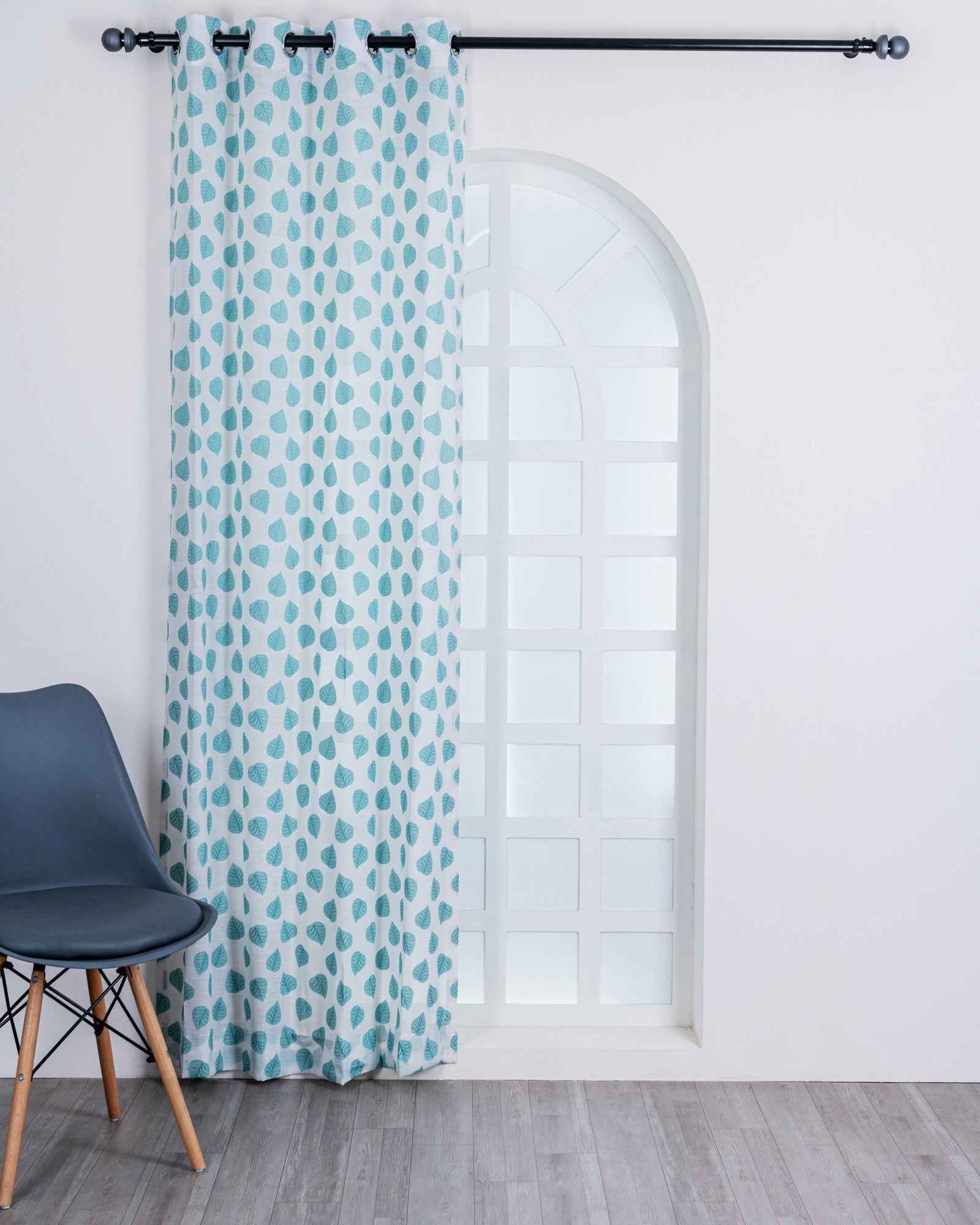 Parda online Premium Jacquard Linen Curtain with Leaf Design with Soft & Durable Fabric