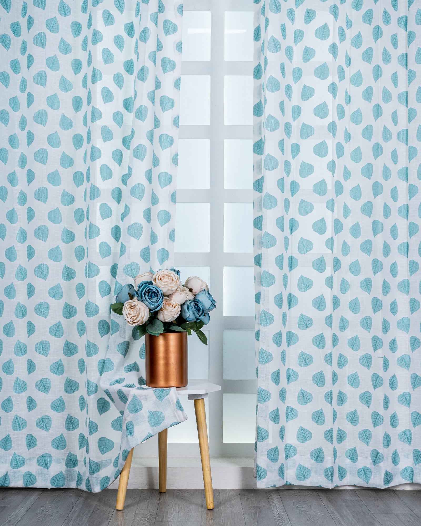 Parda online Premium Jacquard Linen Curtain with Leaf Design with Soft & Durable Fabric