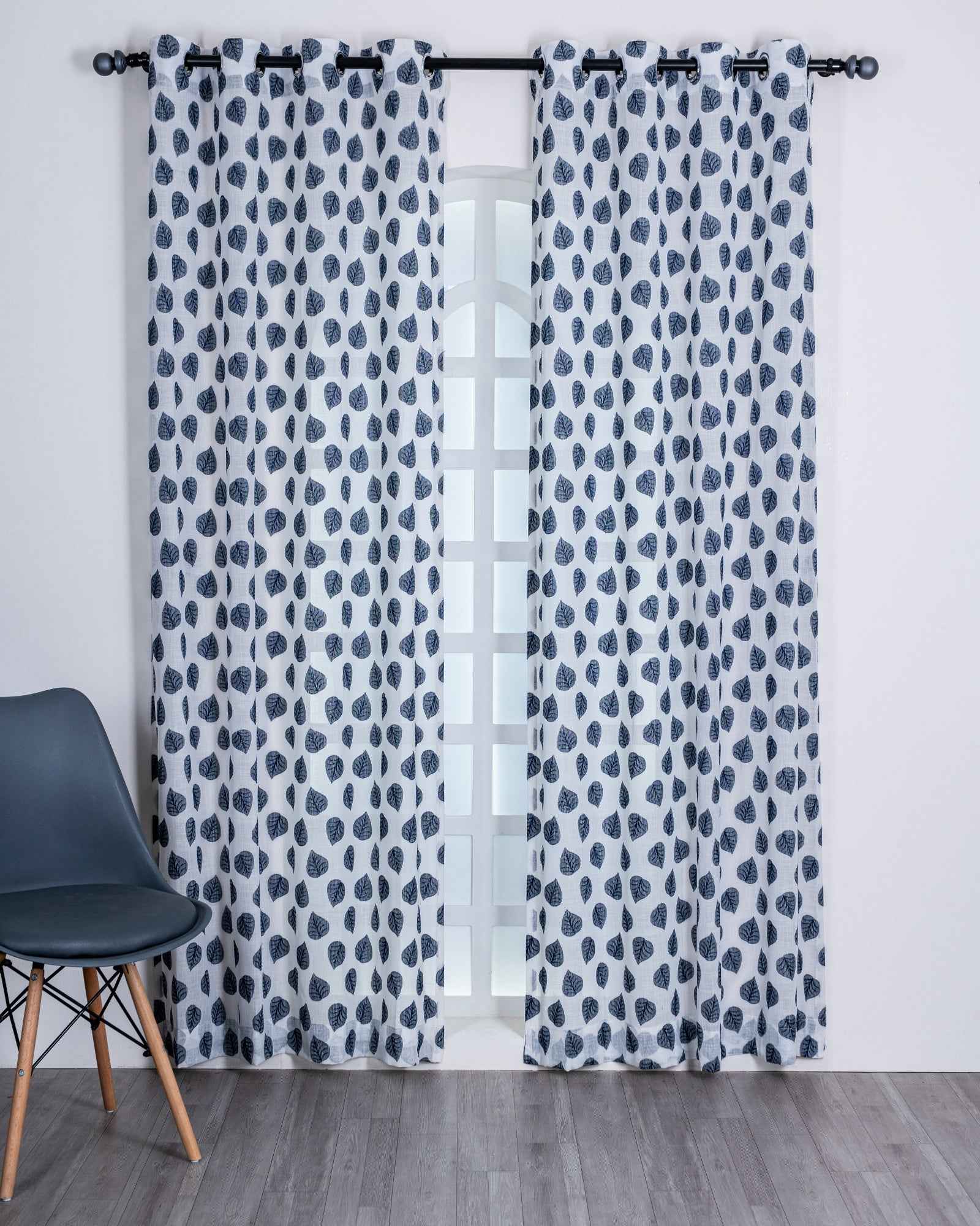 Parda online Premium Jacquard Linen Curtain with Red Leaf Design with Soft & Durable Fabric