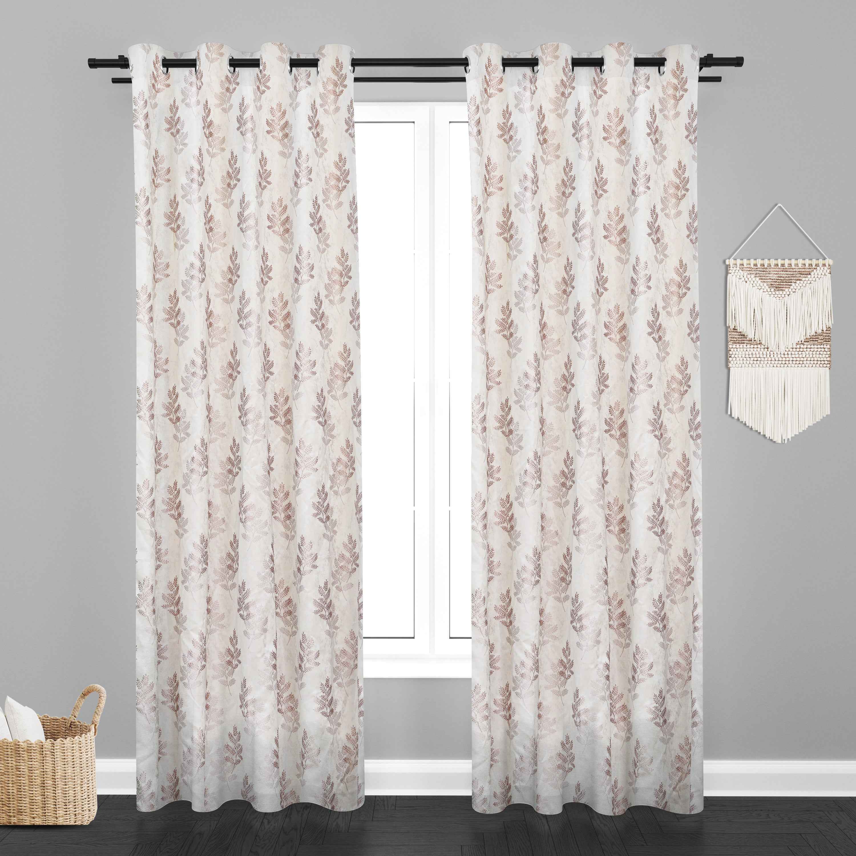 Manila  Floral Design Jaquard Fabric Curtain -Peach