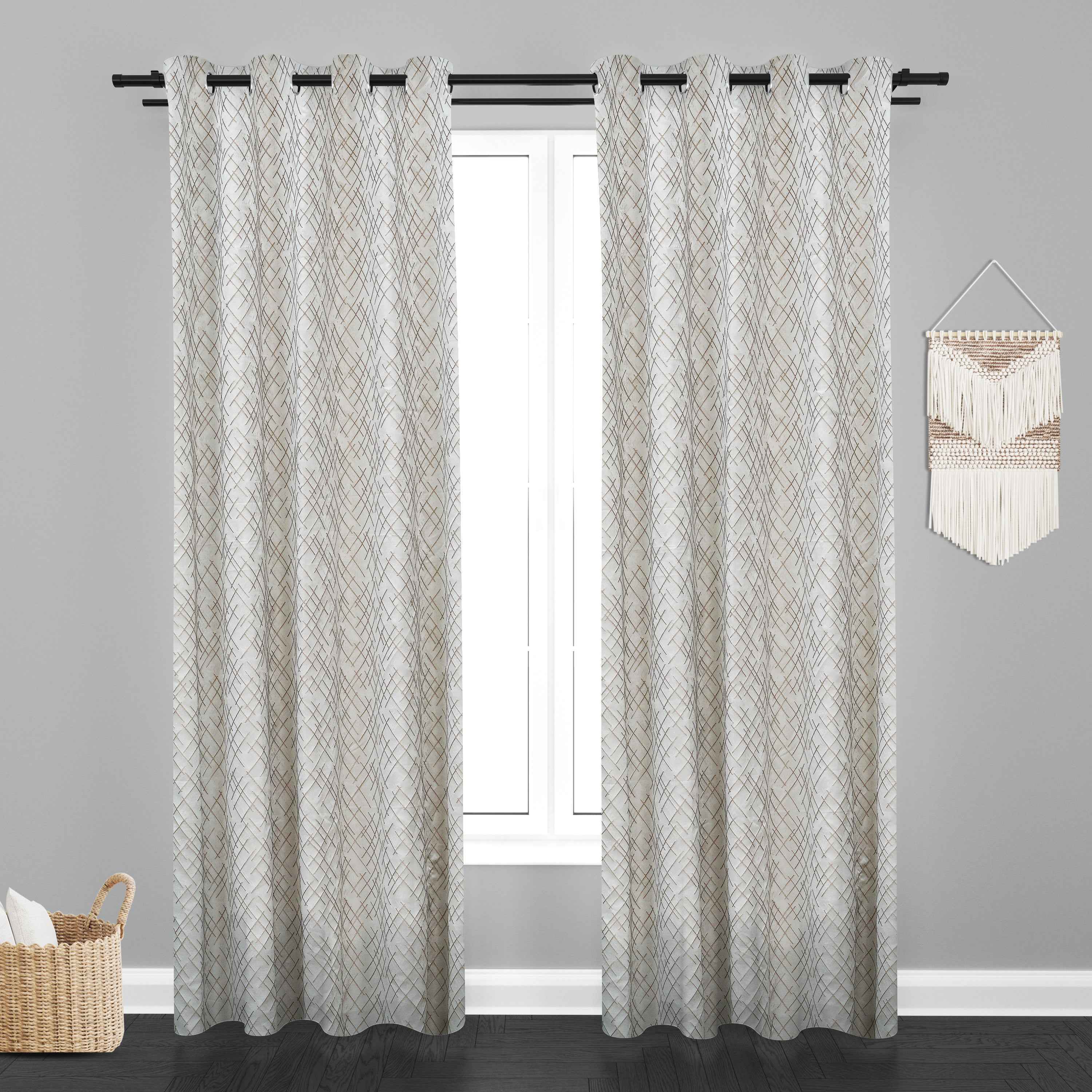Manila  Abstract Design Jaquard Fabric Curtain -Light Brown