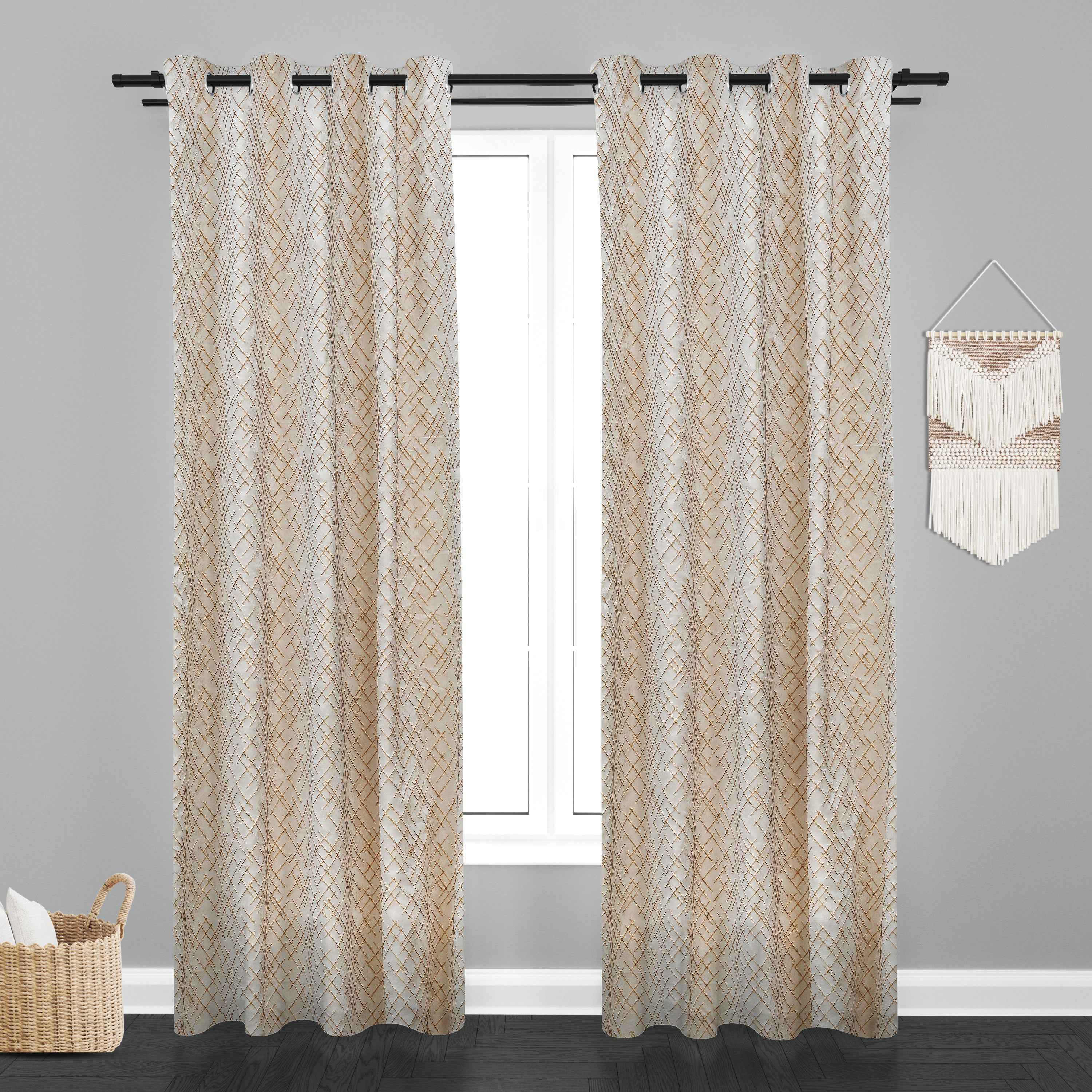 Manila  Abstract Design Jaquard Fabric Curtain -Beige