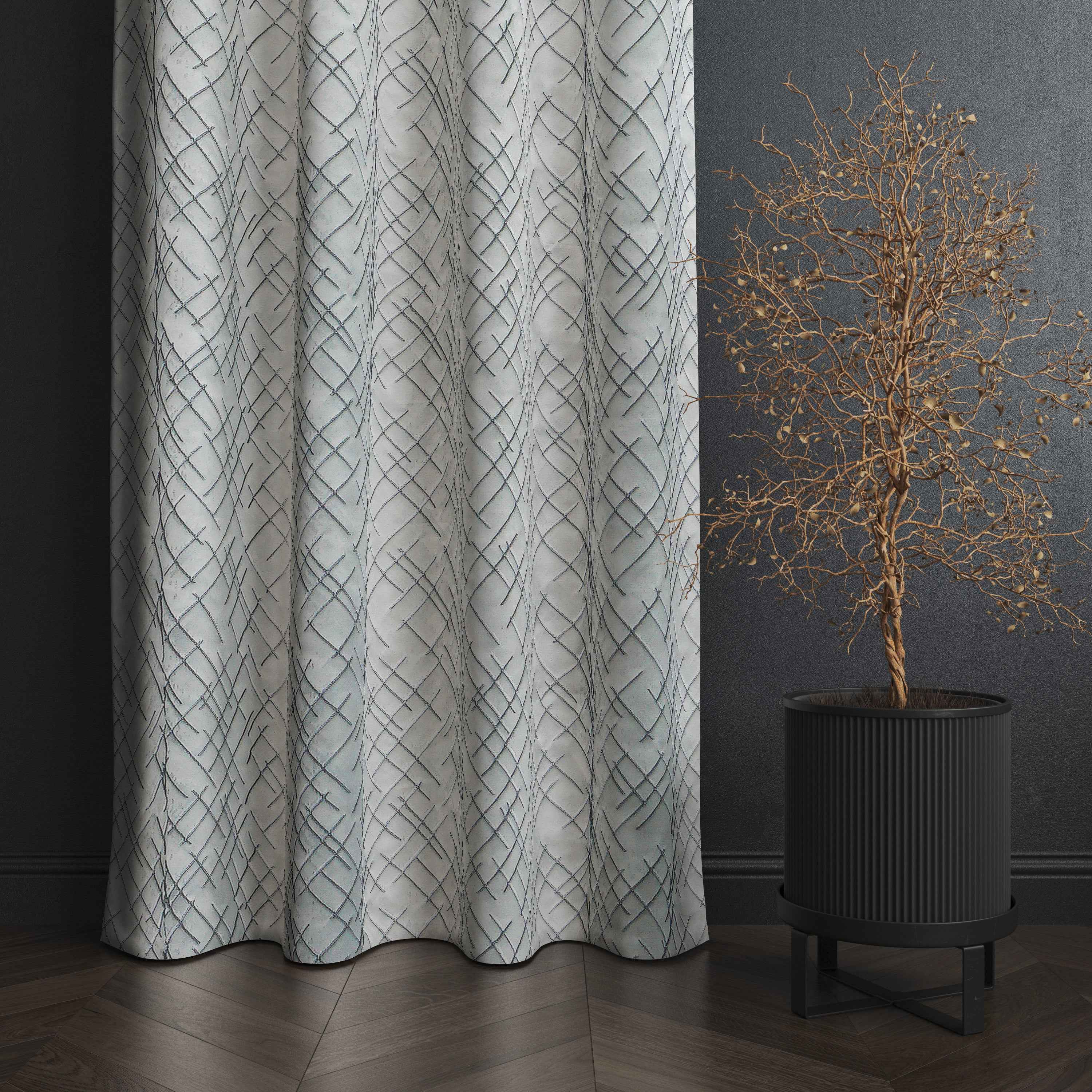 Manila  Abstract Design Jaquard Fabric Curtain -Grey
