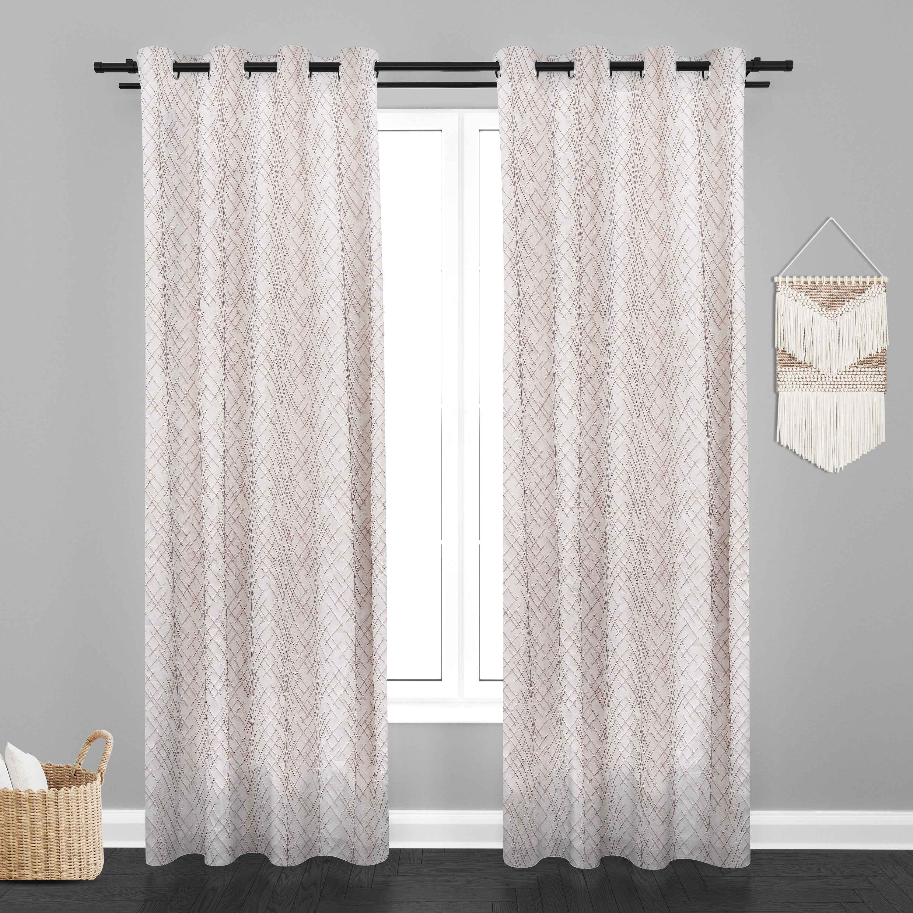 Manila  Abstract Design Jaquard Fabric Curtain -Peach