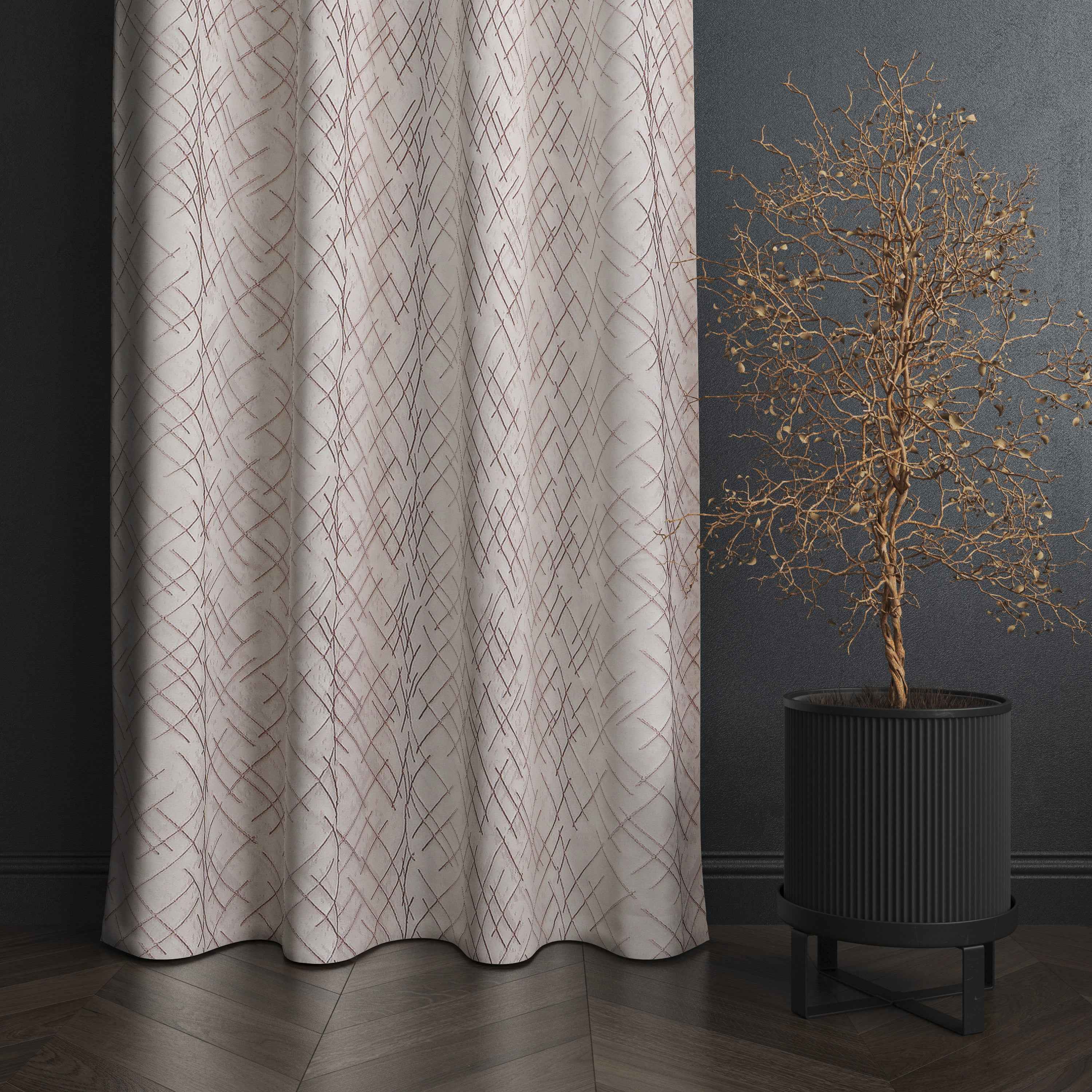 Manila  Abstract Design Jaquard Fabric Curtain -Peach
