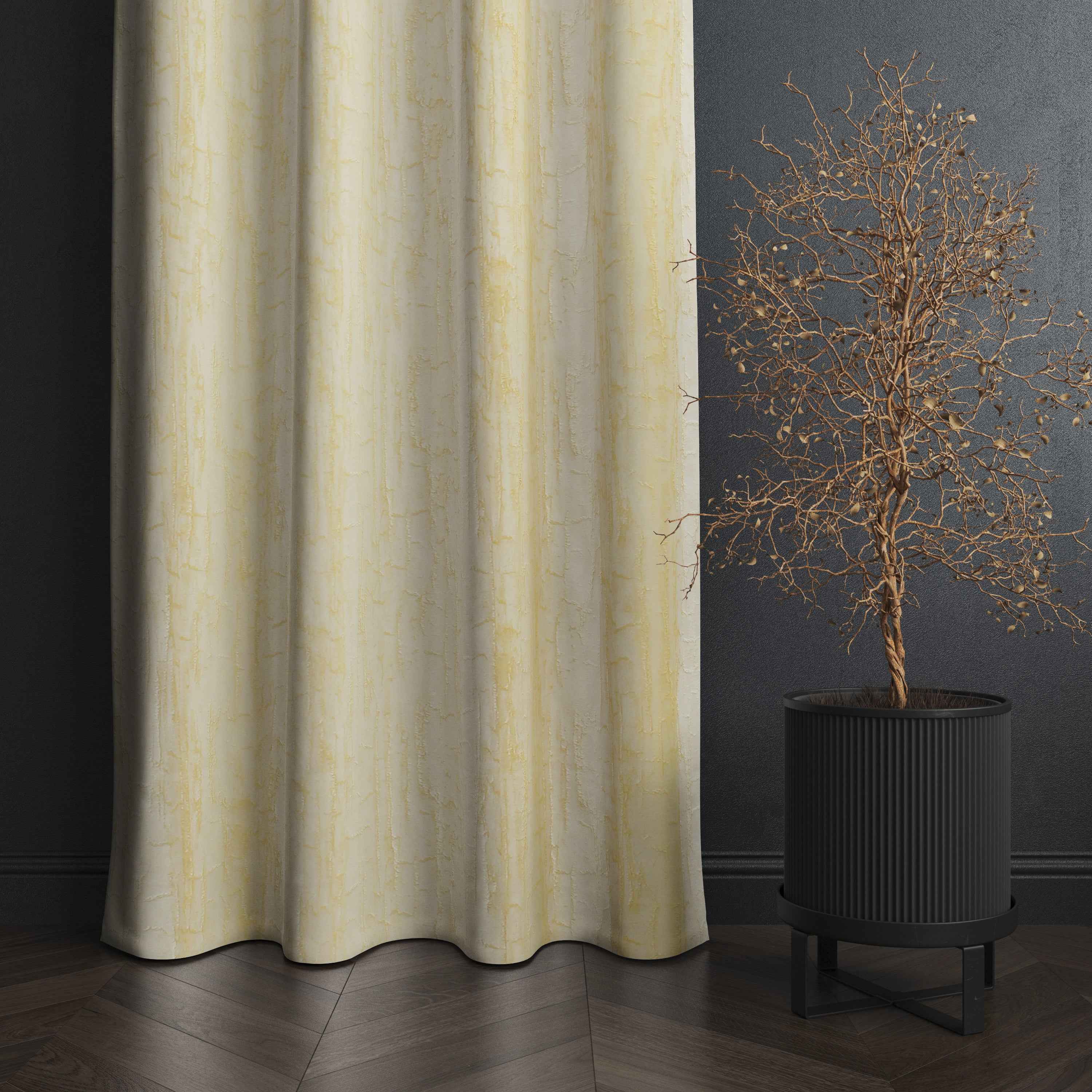Manila  Teaxure Design Jaquard Fabric Curtain -Cream