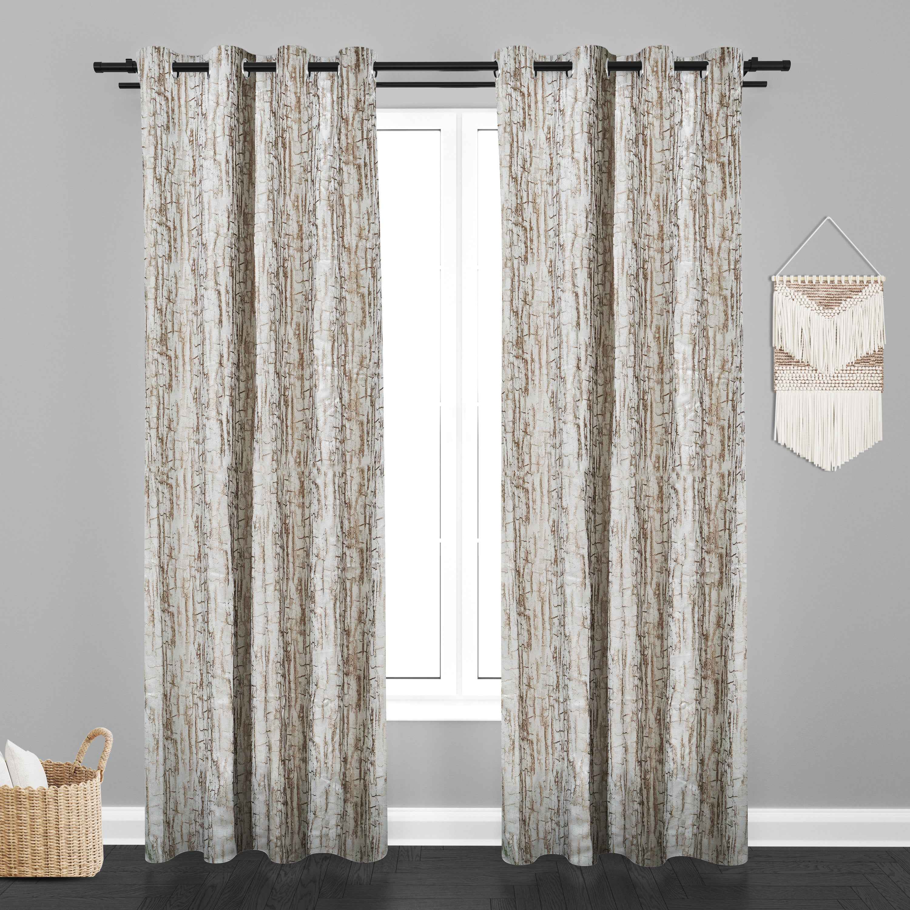 Manila  Teaxure Design Jaquard Fabric Curtain -Light Brown
