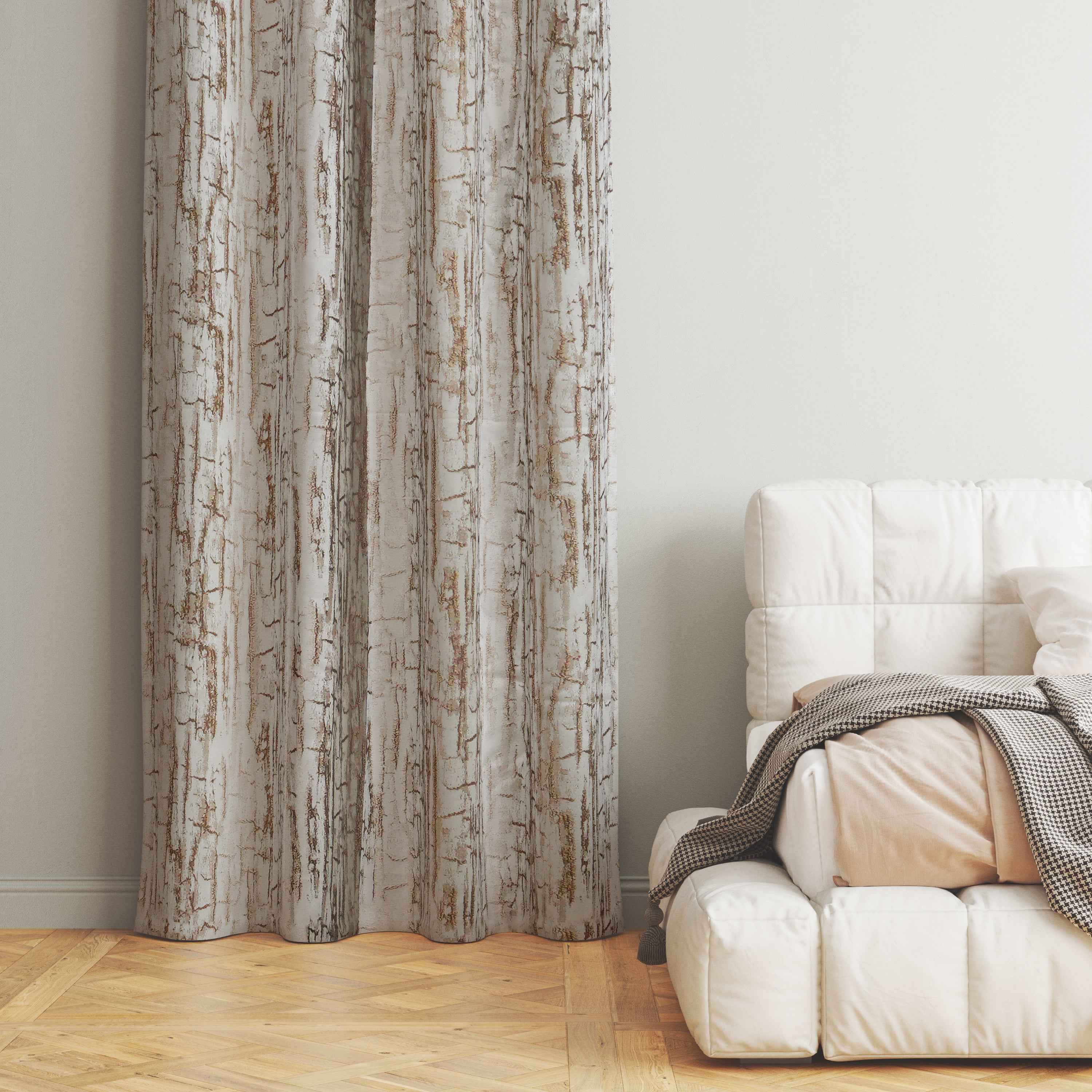 Manila  Teaxure Design Jaquard Fabric Curtain -Light Brown