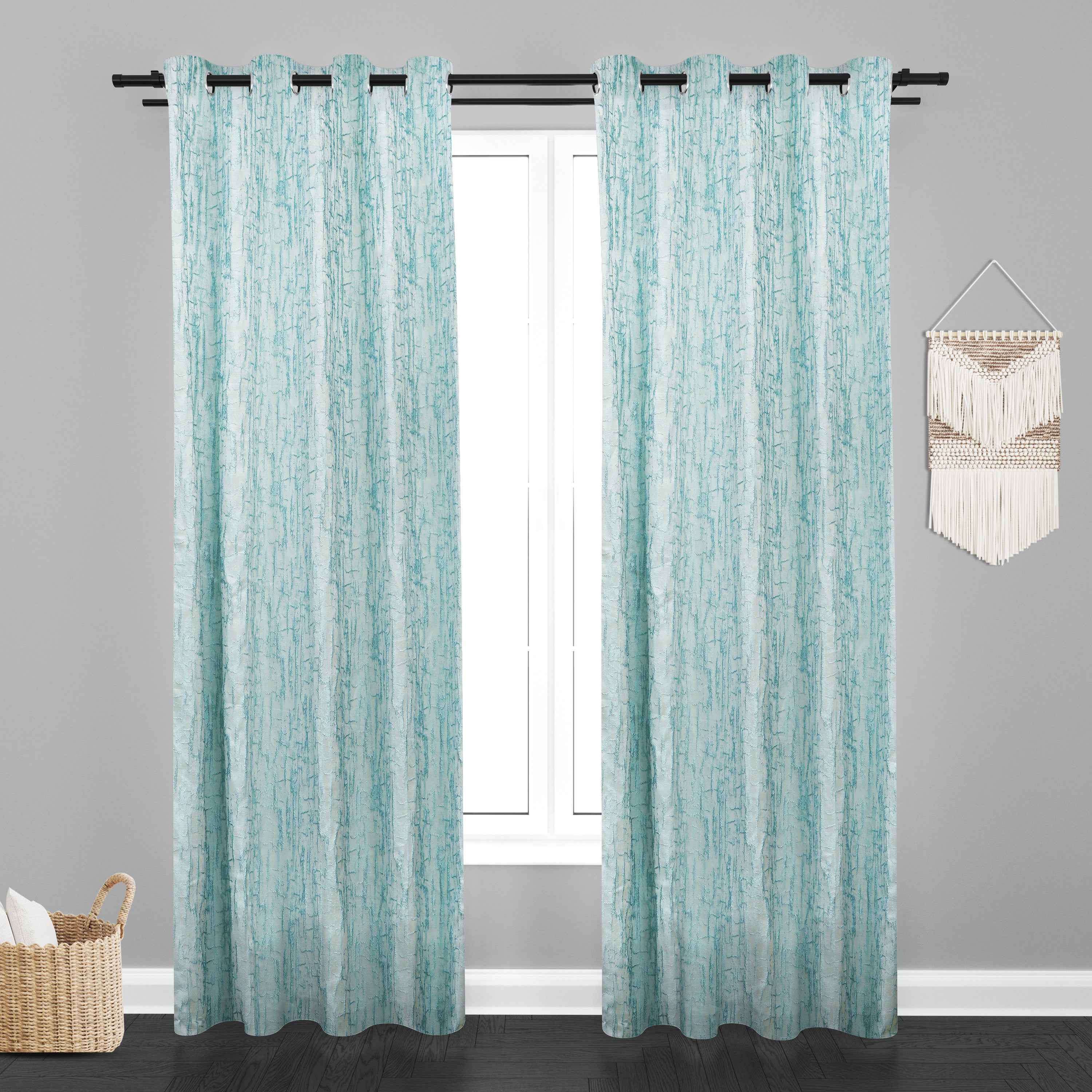 Manila  Teaxure Design Jaquard Fabric Curtain -Sky Blue