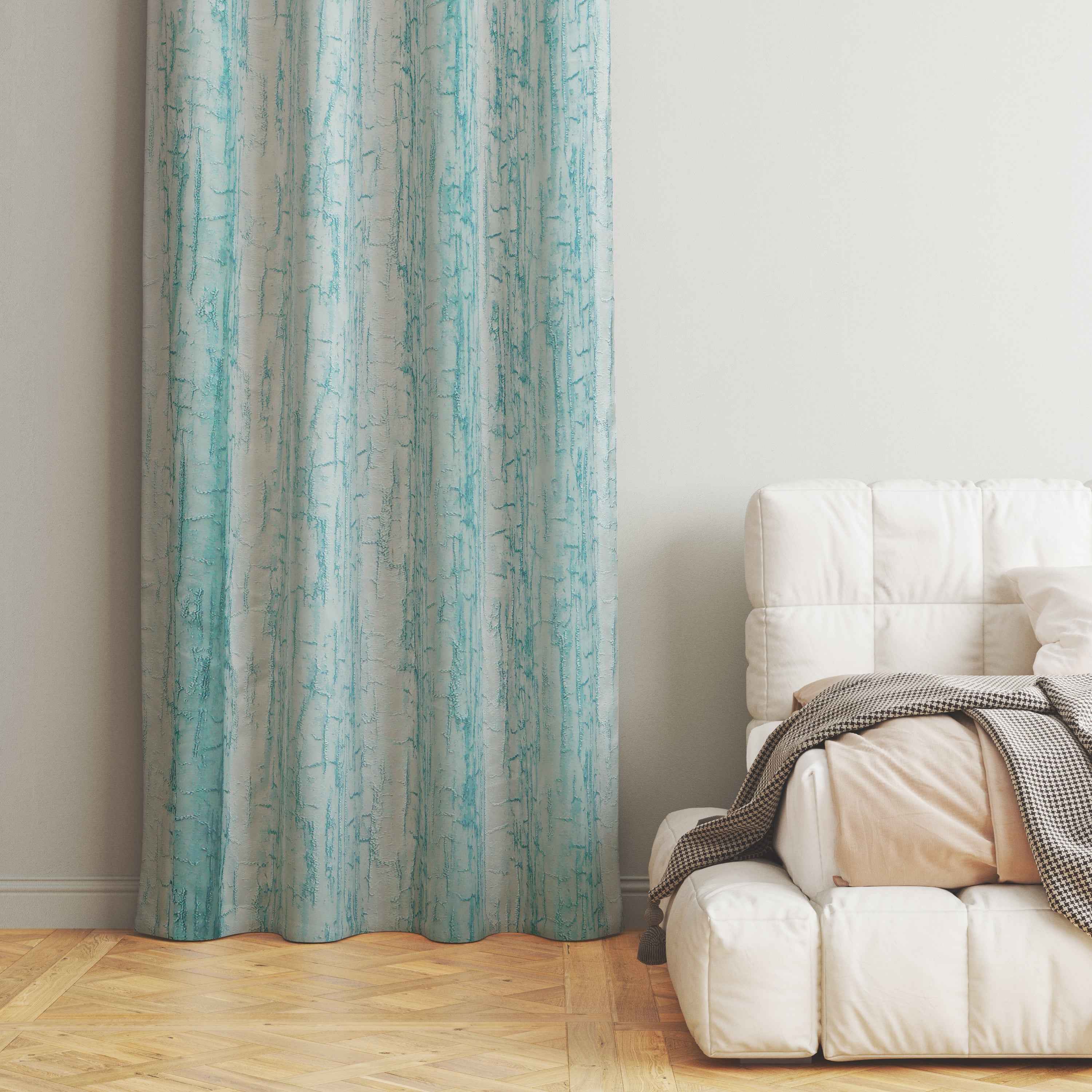 Manila  Teaxure Design Jaquard Fabric Curtain -Sky Blue