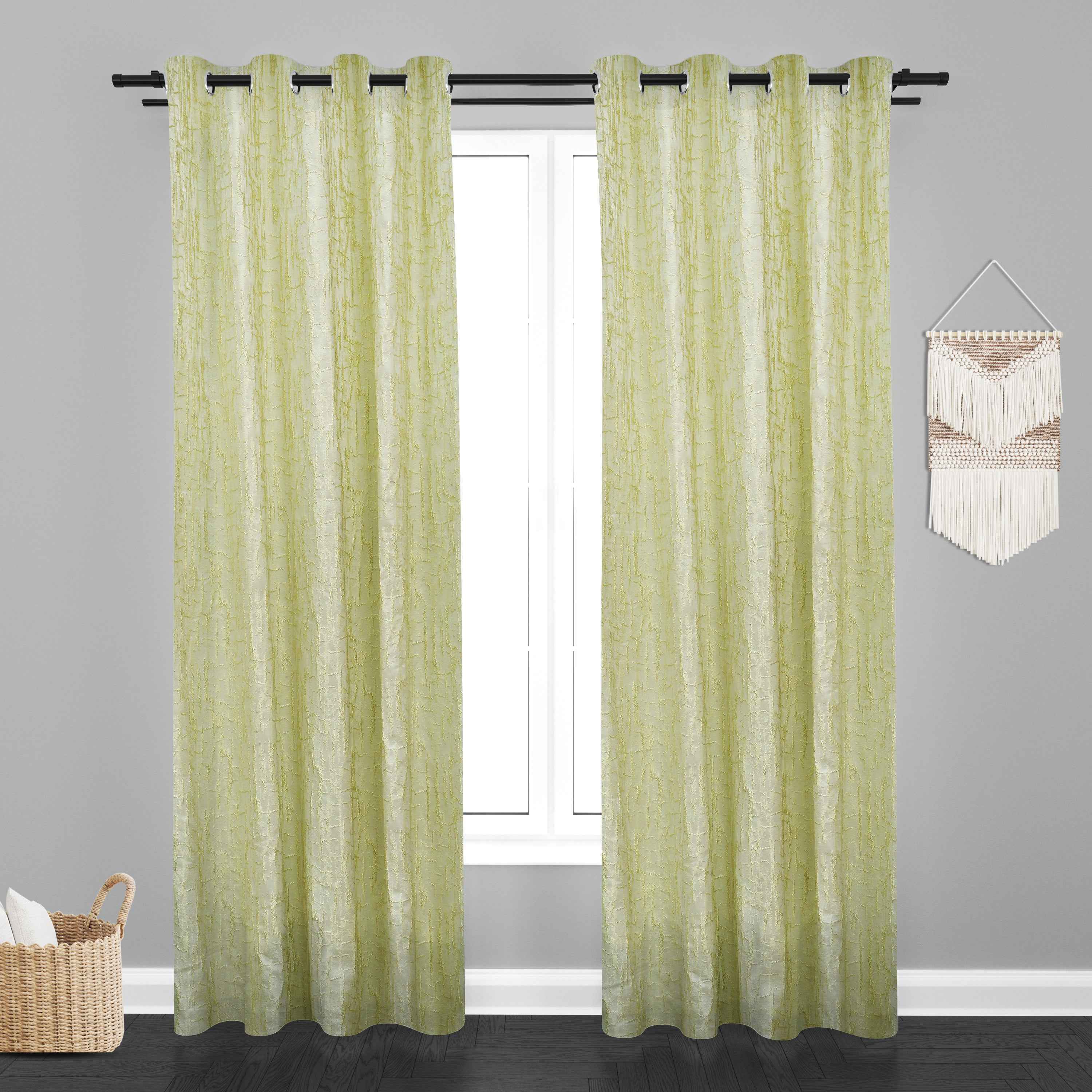 Manila  Teaxure Design Jaquard Fabric Curtain -Light Green