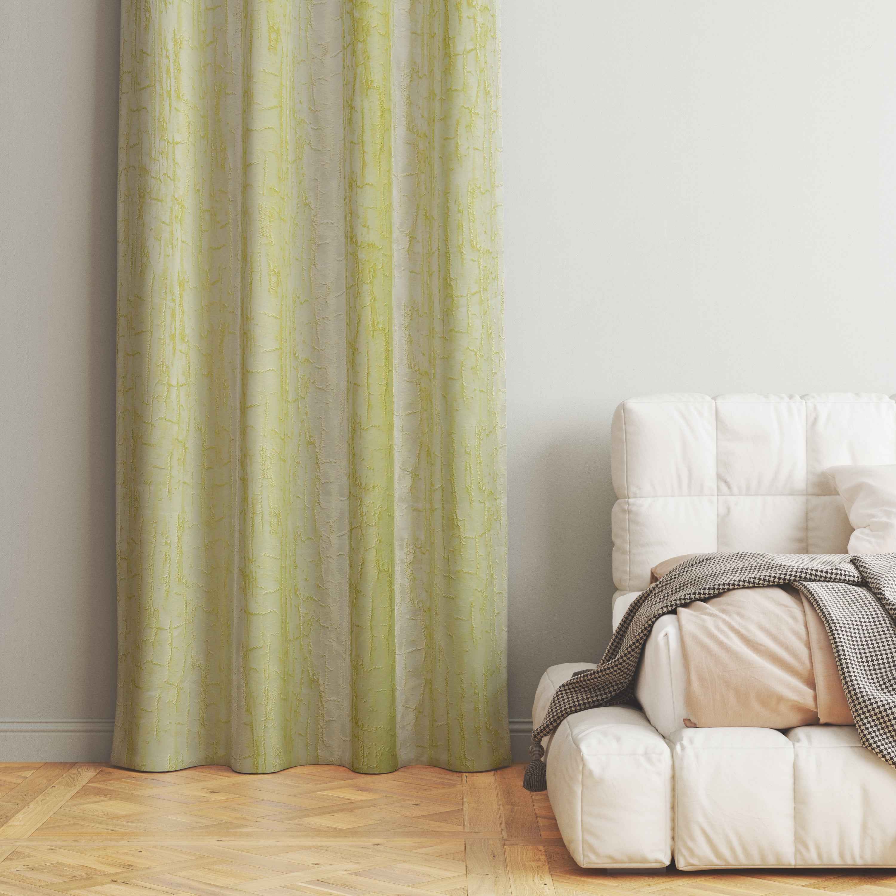 Manila  Teaxure Design Jaquard Fabric Curtain -Light Green