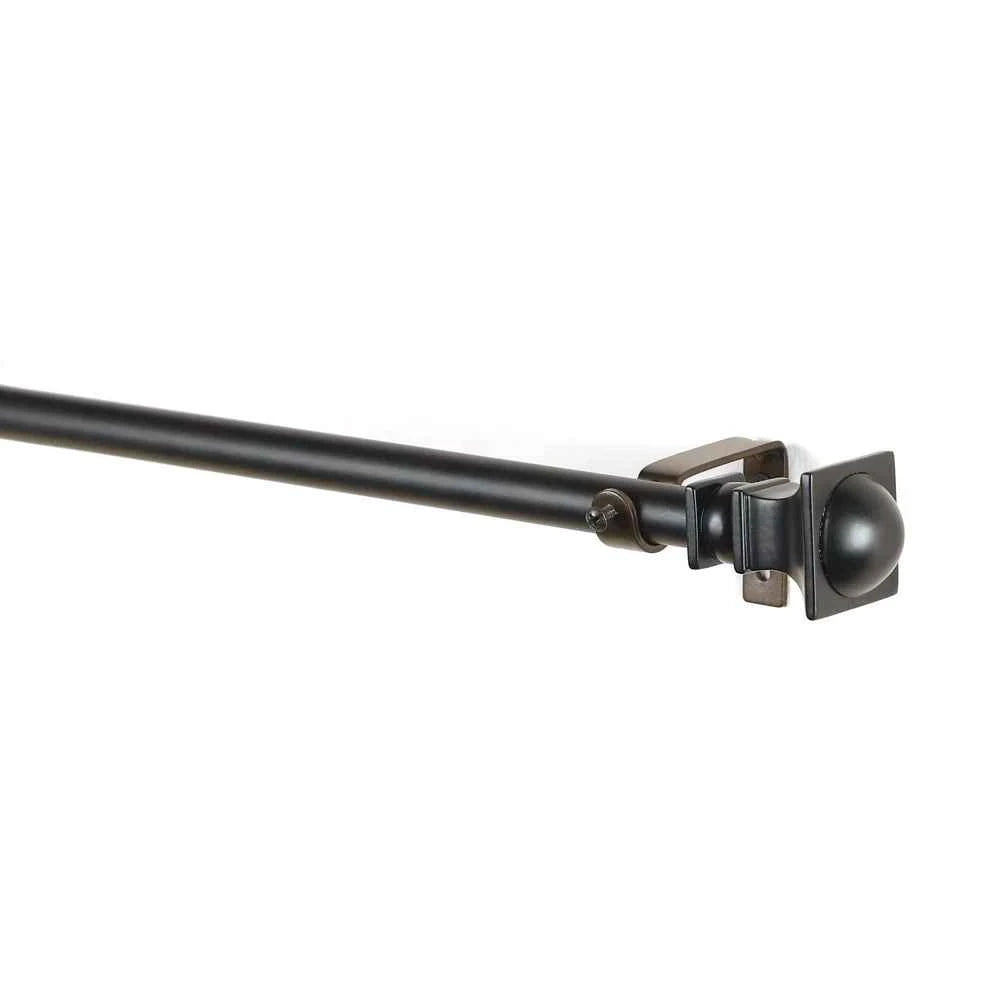 Metal Half Round Finial Extendable Curtain Rod Black 19MM (Hardware Included)