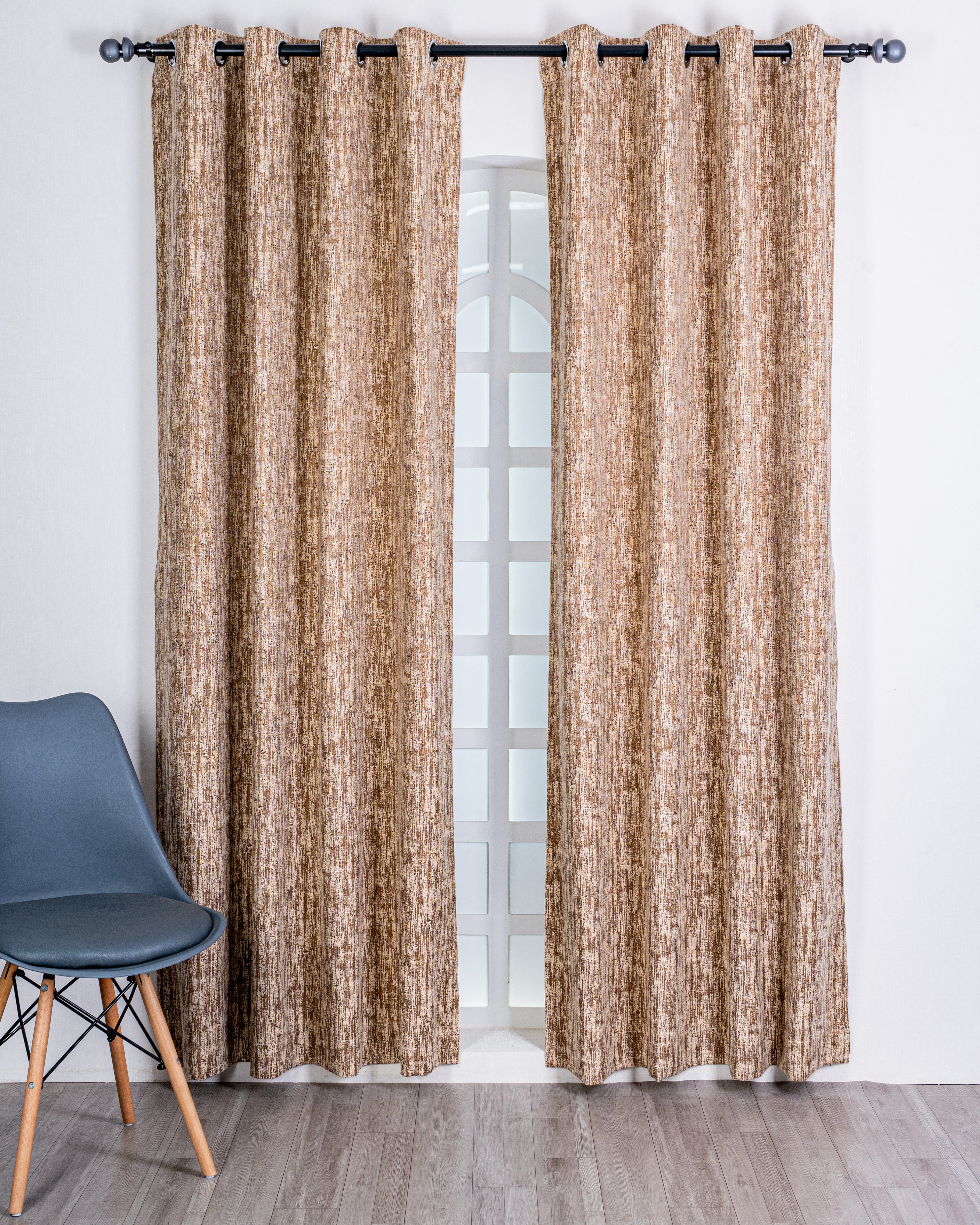 Parda Online Premium Window Curtains Lisbon Collection Soft Touch Jacquard Fabric Eyelet Top Elegant Textured Look for Living Room & Bedroom (Single Piece) .