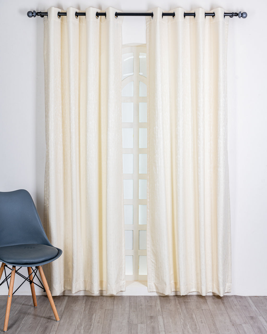 Parda Online Premium Window Curtains Lisbon Collection Soft Touch Jacquard Fabric Eyelet Top Elegant Textured Look for Living Room & Bedroom (Single Piece) .