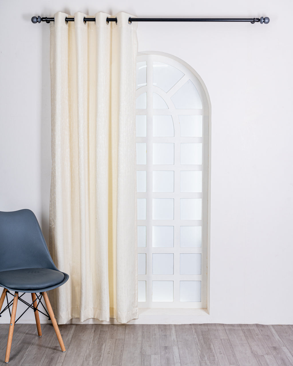 Parda Online Premium Window Curtains Lisbon Collection Soft Touch Jacquard Fabric Eyelet Top Elegant Textured Look for Living Room & Bedroom (Single Piece) .