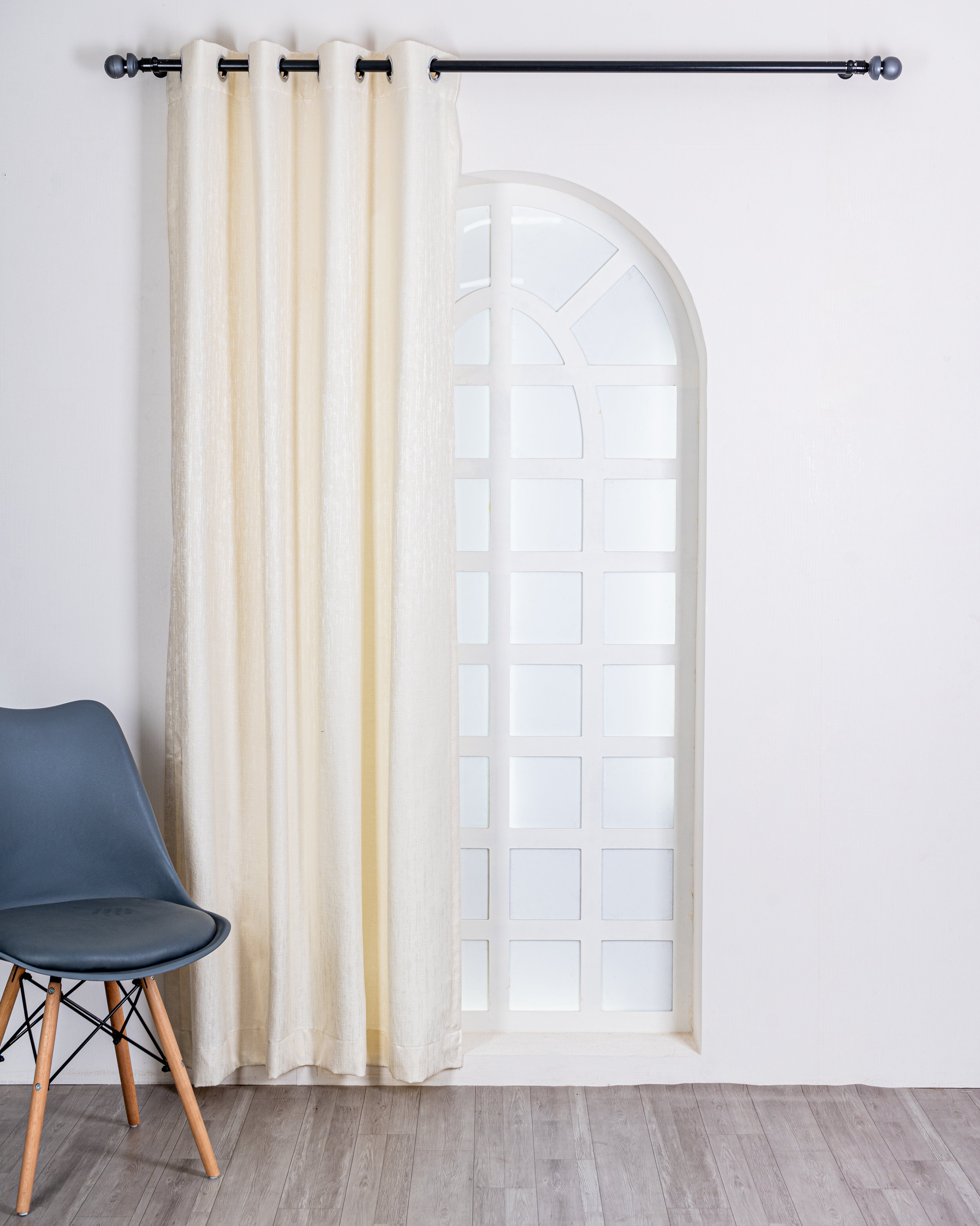 Parda Online Premium Window Curtains Lisbon Collection Soft Touch Jacquard Fabric Eyelet Top Elegant Textured Look for Living Room & Bedroom (Single Piece) .