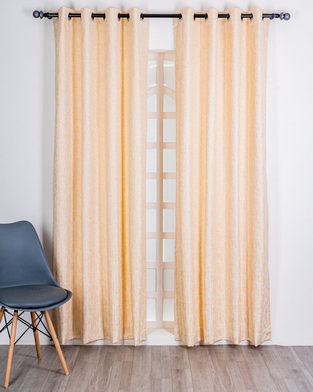 Parda Online Premium Window Curtains Lisbon Collection Soft Touch Jacquard Fabric Eyelet Top Elegant Textured Look for Living Room & Bedroom (Single Piece) .