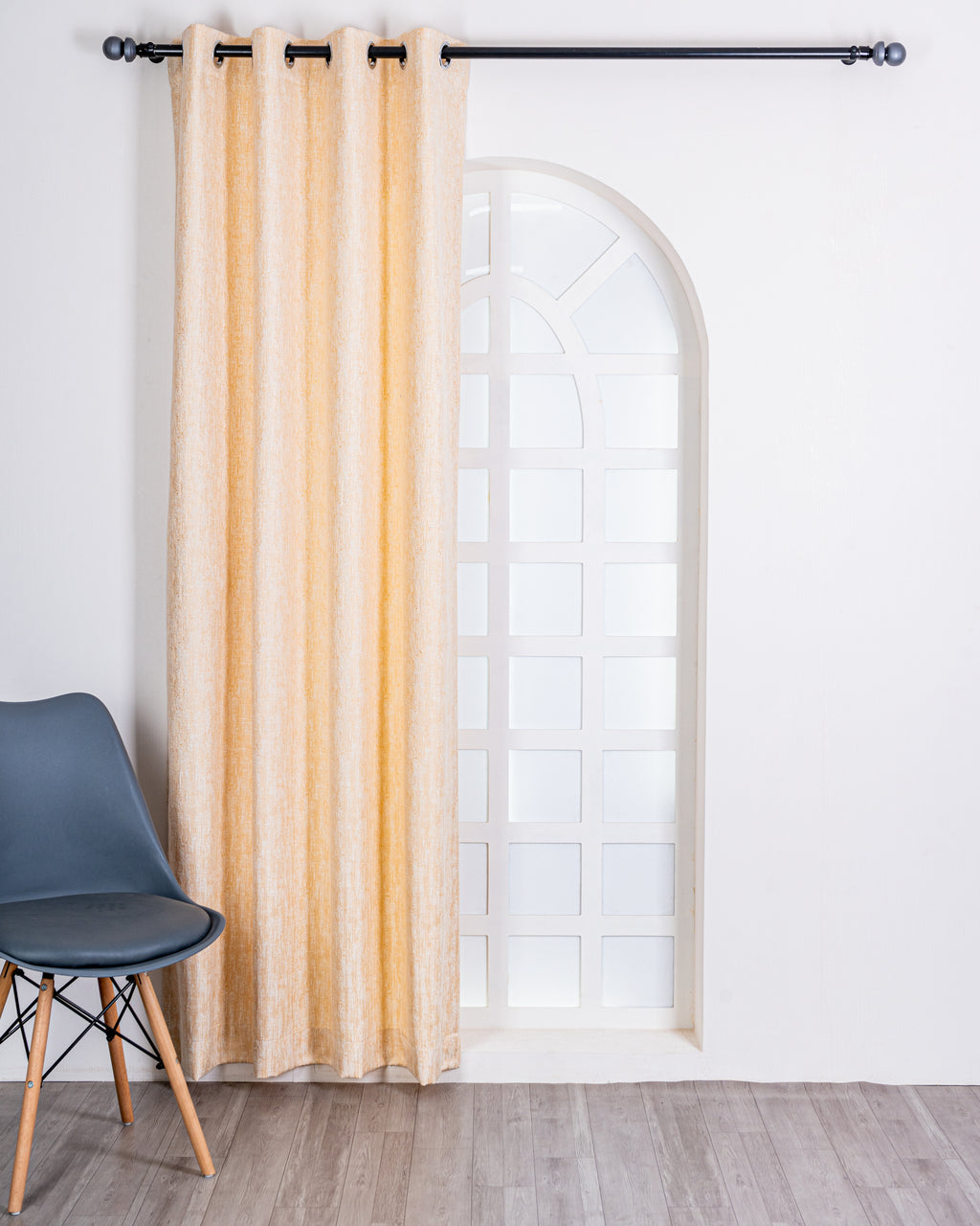 Parda Online Premium Window Curtains Lisbon Collection Soft Touch Jacquard Fabric Eyelet Top Elegant Textured Look for Living Room & Bedroom (Single Piece) .