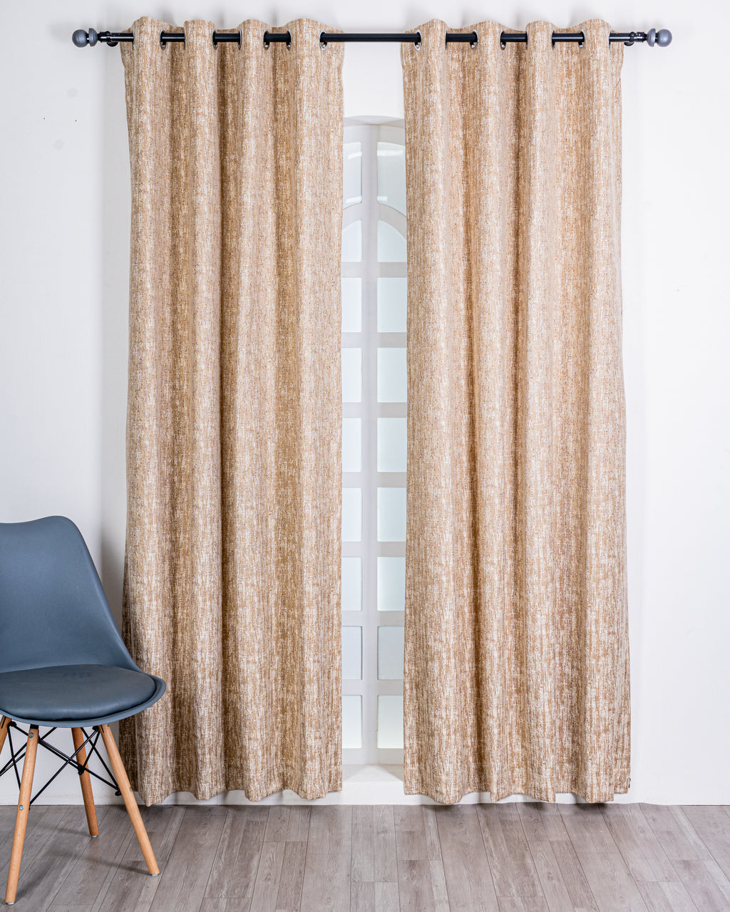 Parda Online Premium Window Curtains Lisbon Collection Soft Touch Jacquard Fabric Eyelet Top Elegant Textured Look for Living Room & Bedroom (Single Piece) .