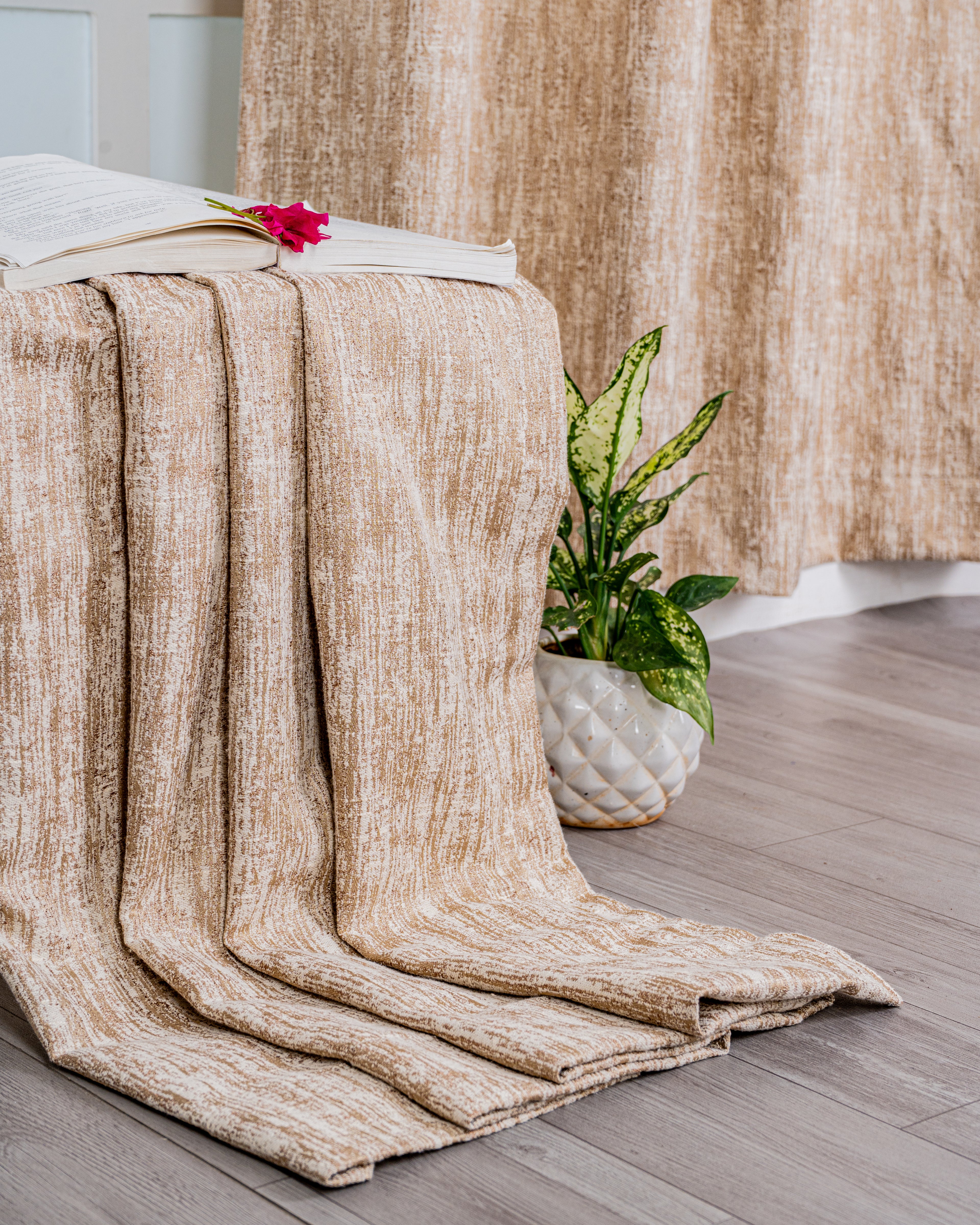 Parda Online Premium Window Curtains Lisbon Collection Soft Touch Jacquard Fabric Eyelet Top Elegant Textured Look for Living Room & Bedroom (Single Piece) .