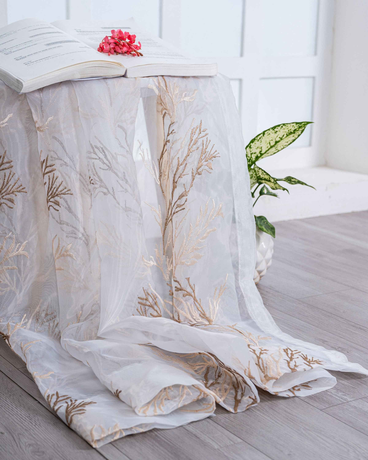 Parda online Premium Embroidery Designer Tissue Fabric Curtain with Soft & Durable