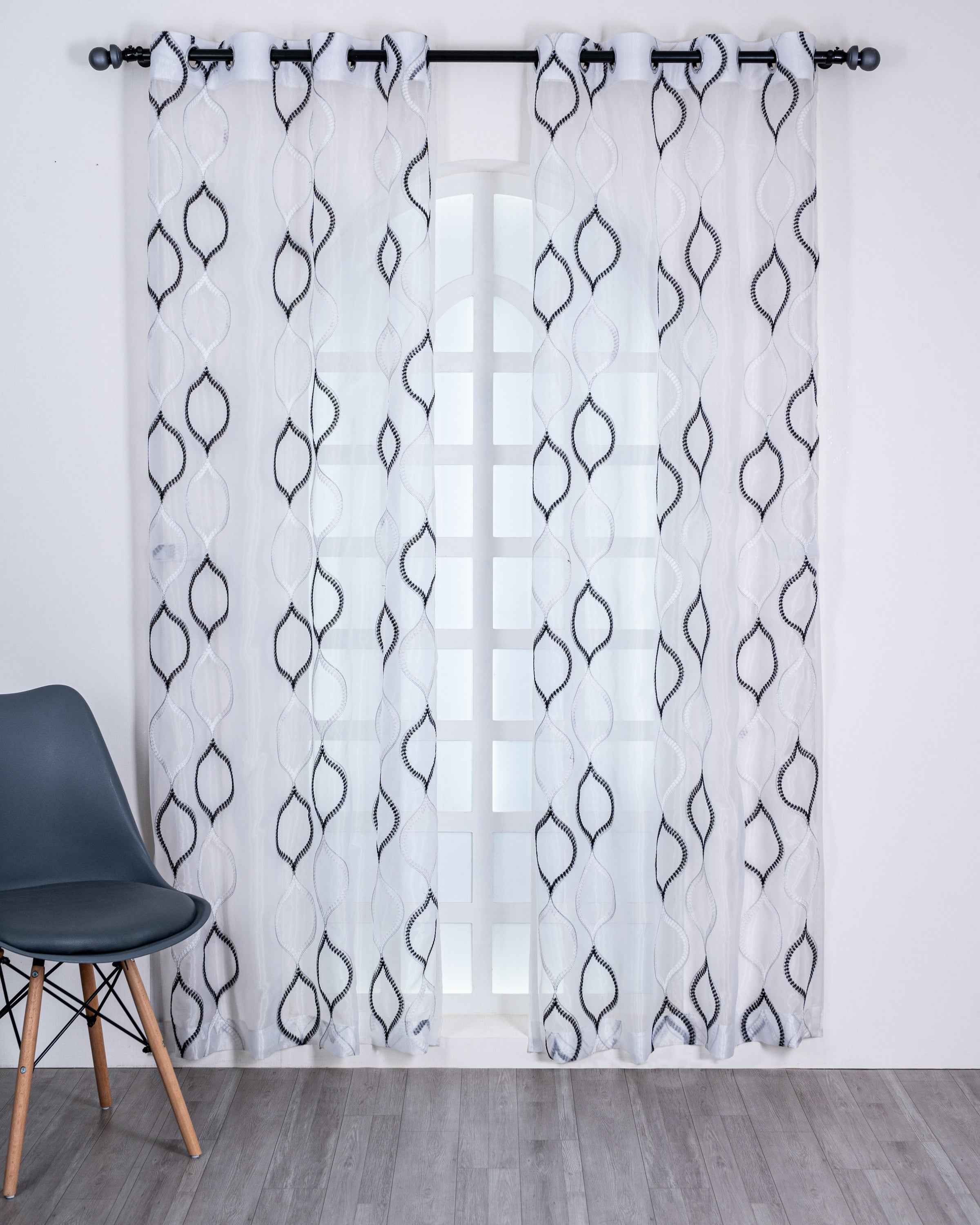 Parda online Premium Drop Embroidery Tissue Fabric Curtain with Soft & Durable