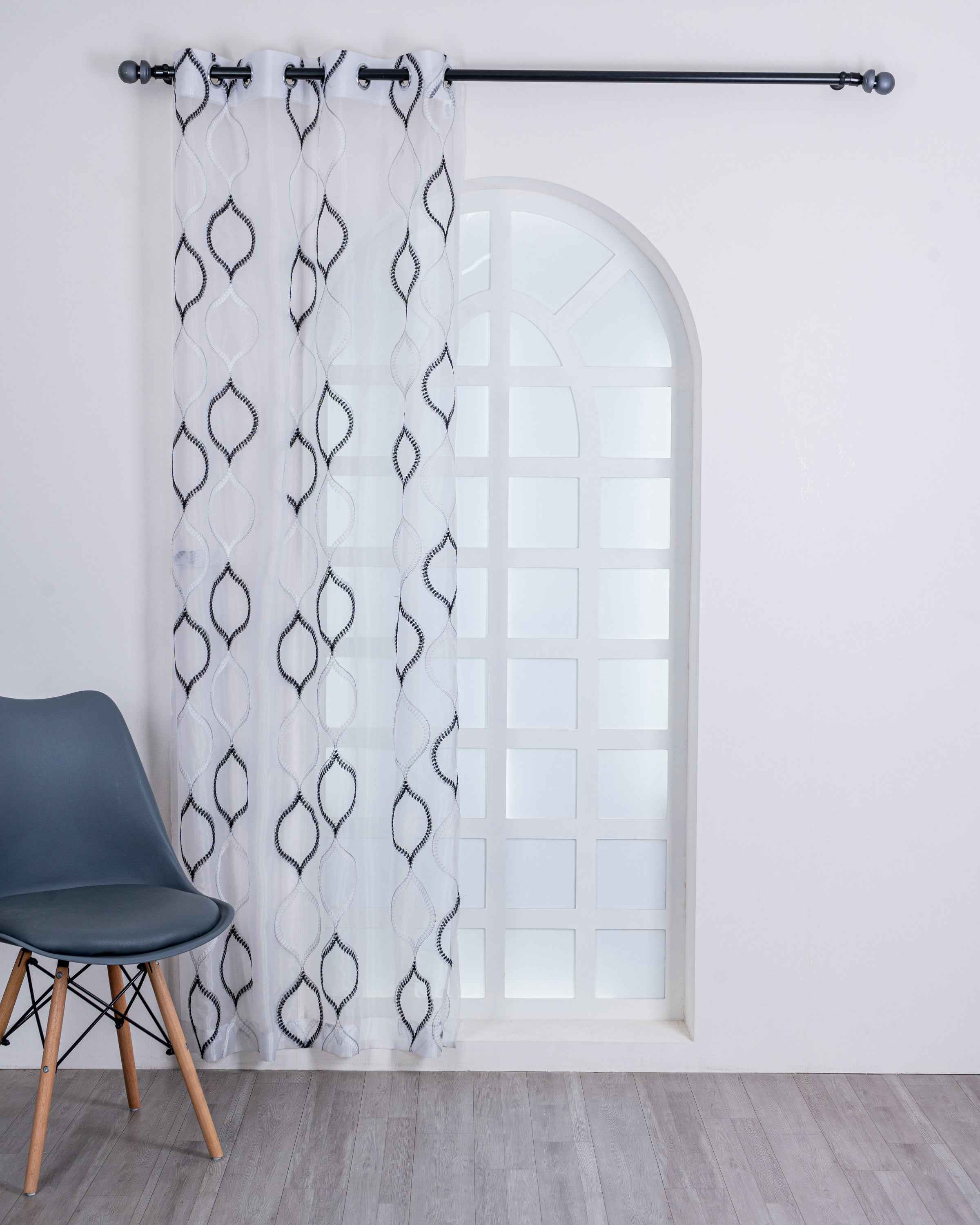 Parda online Premium Drop Embroidery Tissue Fabric Curtain with Soft & Durable