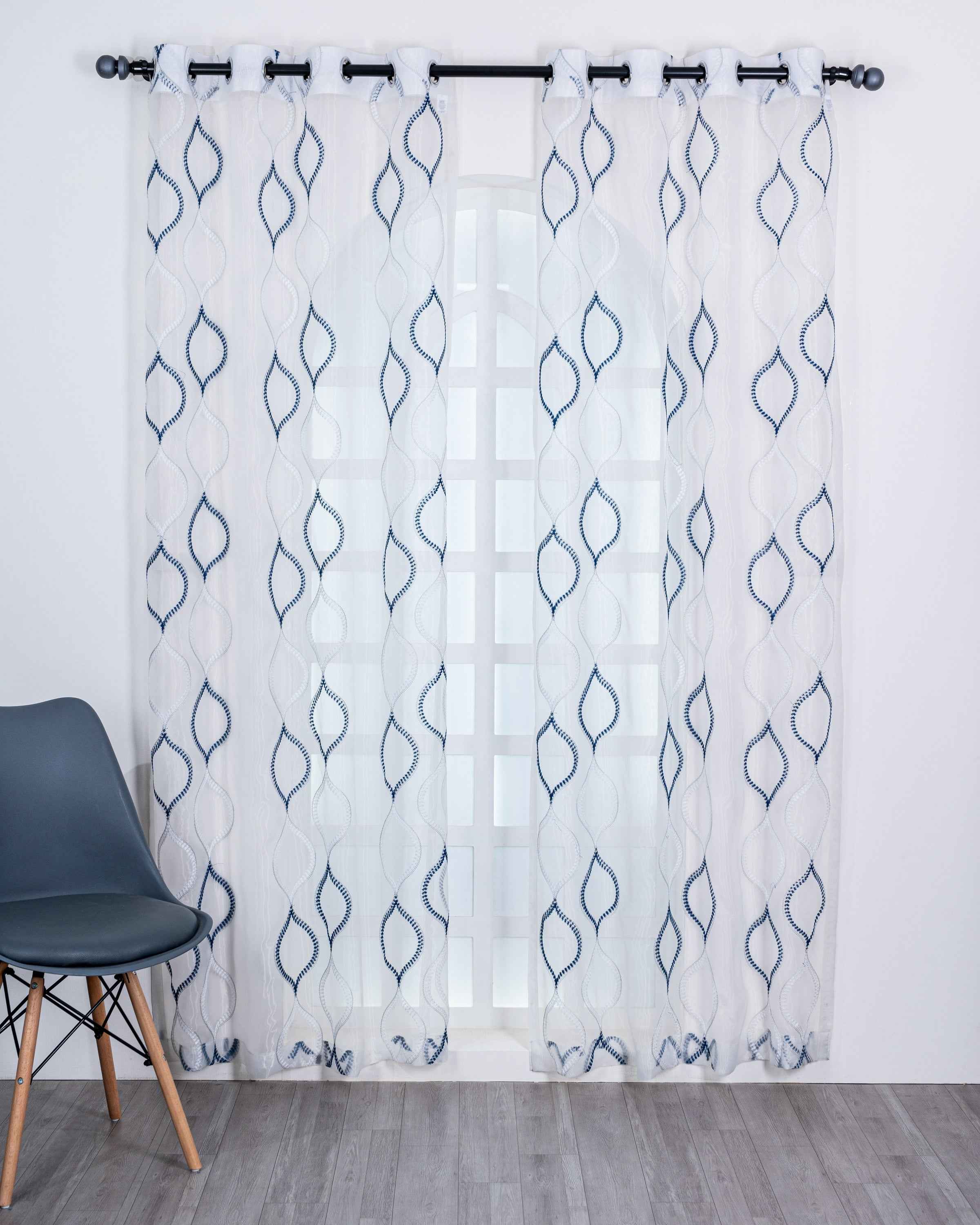 Parda online Premium Drop Embroidery Tissue Fabric Curtain with Soft & Durable