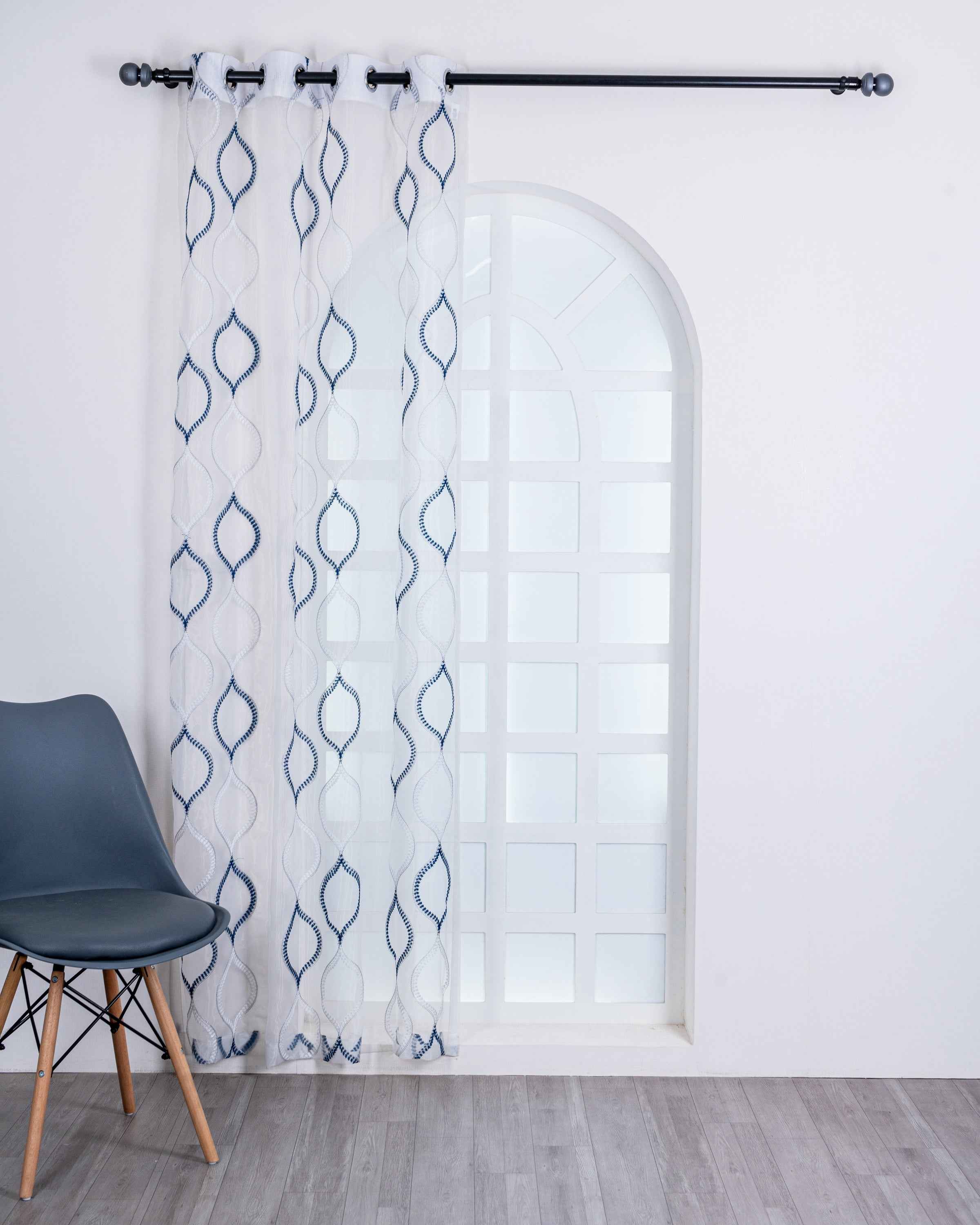 Parda online Premium Drop Embroidery Tissue Fabric Curtain with Soft & Durable