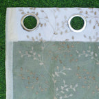 Sheer Tissue Eyelet Leaf Design Brown Window Curtain