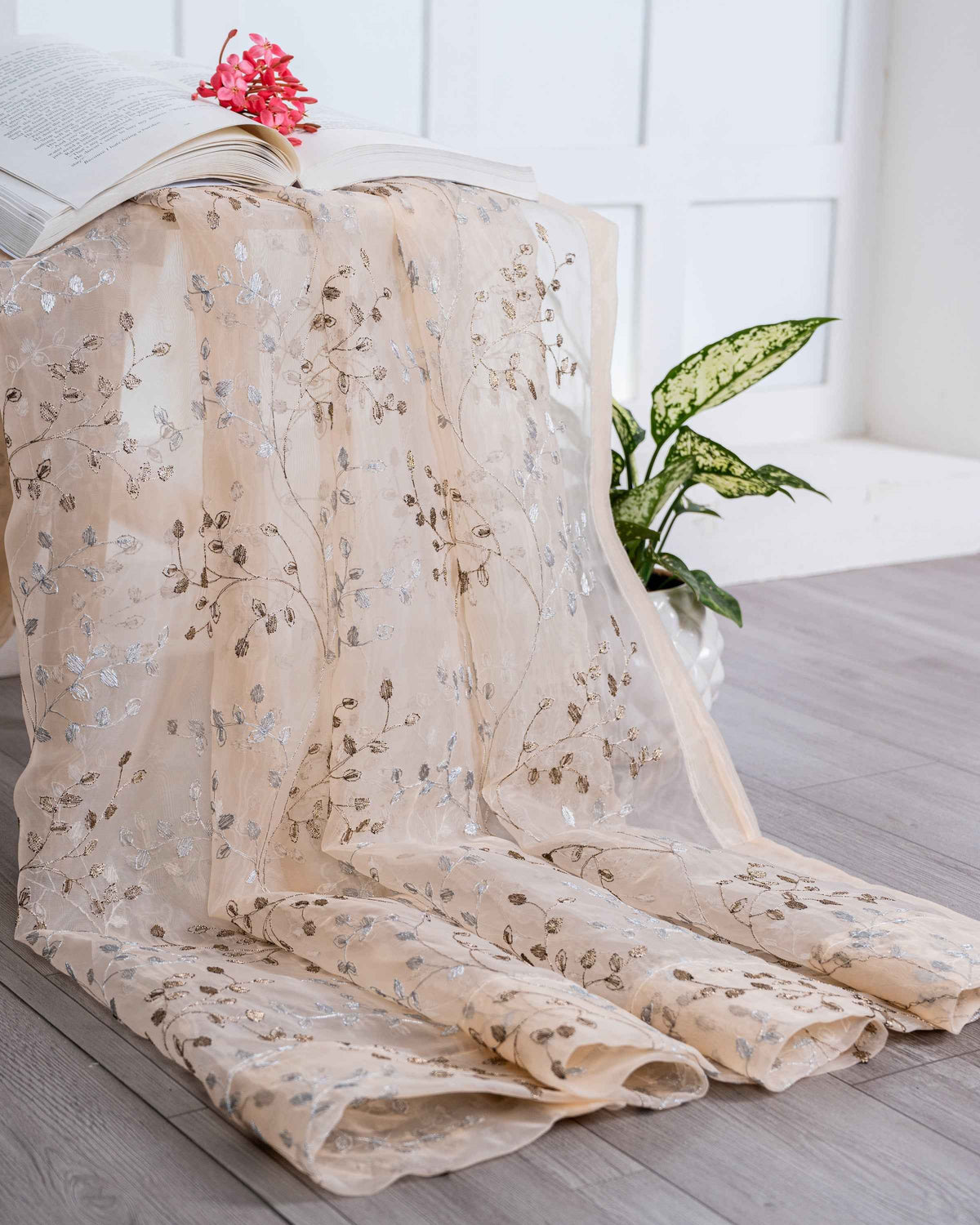 Parda online Premium Embroidery Designer Tissue Fabric Curtain with Soft & Durable