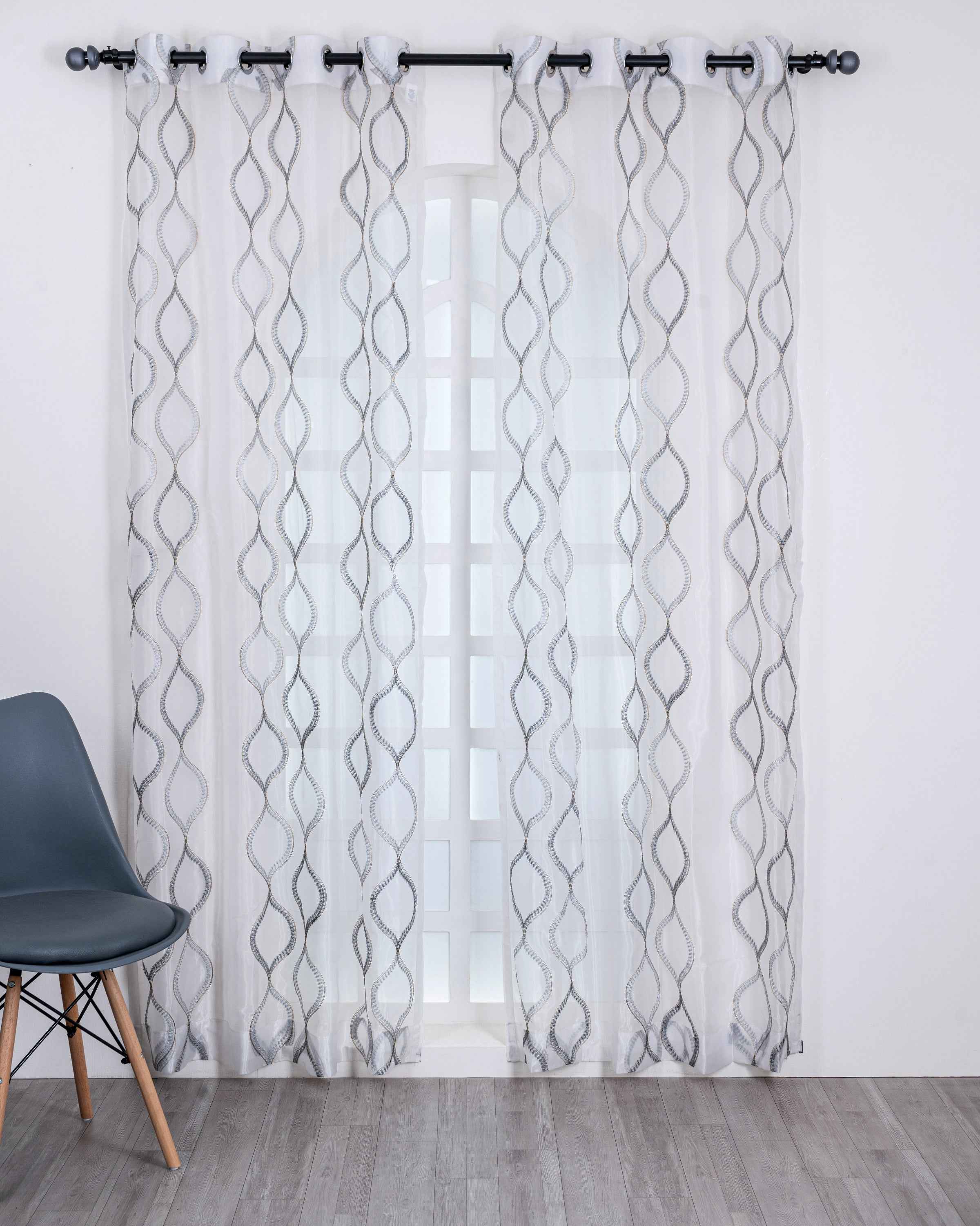 Parda online Premium Drop Embroidery Tissue Fabric Curtain with Soft & Durable