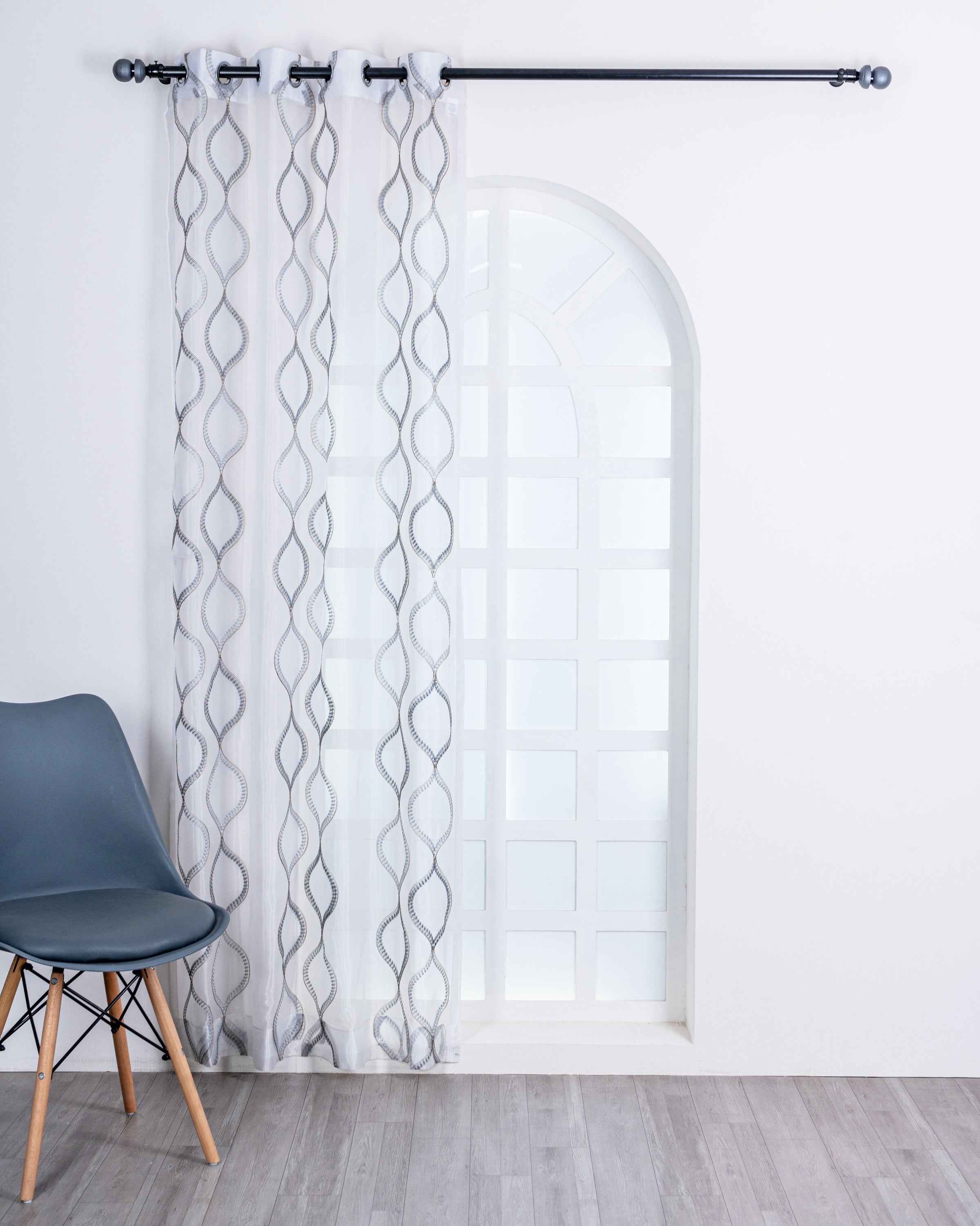 Parda online Premium Drop Embroidery Tissue Fabric Curtain with Soft & Durable