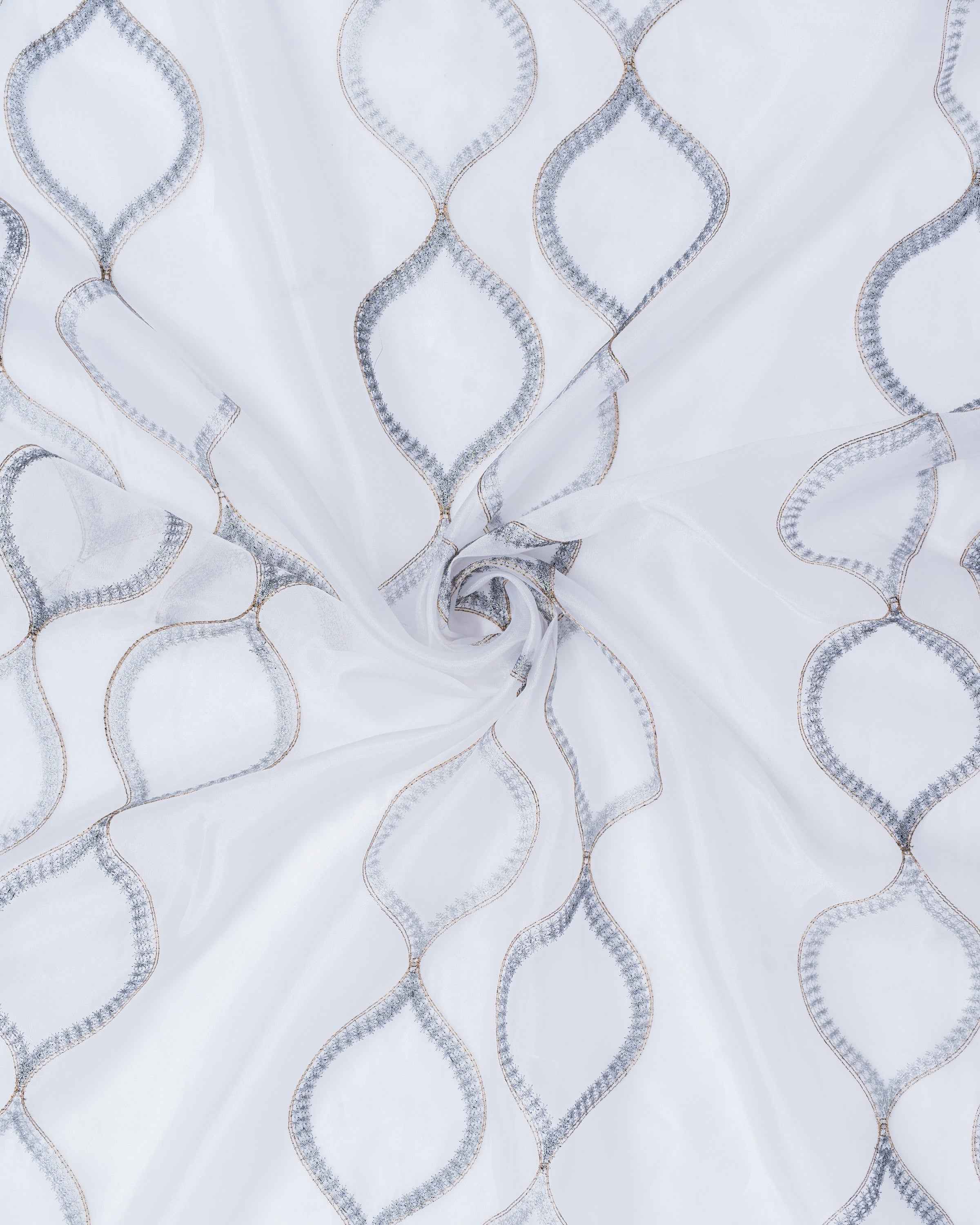 Parda online Premium Drop Embroidery Tissue Fabric Curtain with Soft & Durable