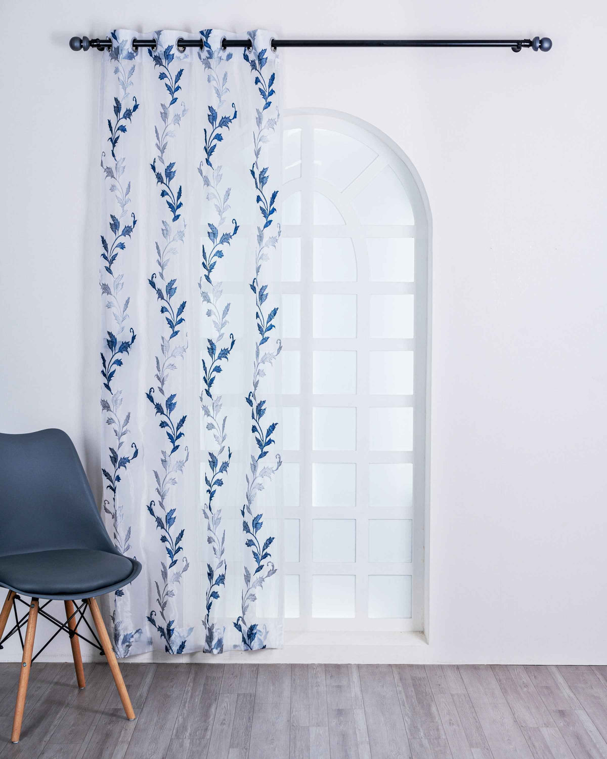 Parda online Premium Leaf Design Embroidery Tissue Curtain with Soft & Durable Fabric