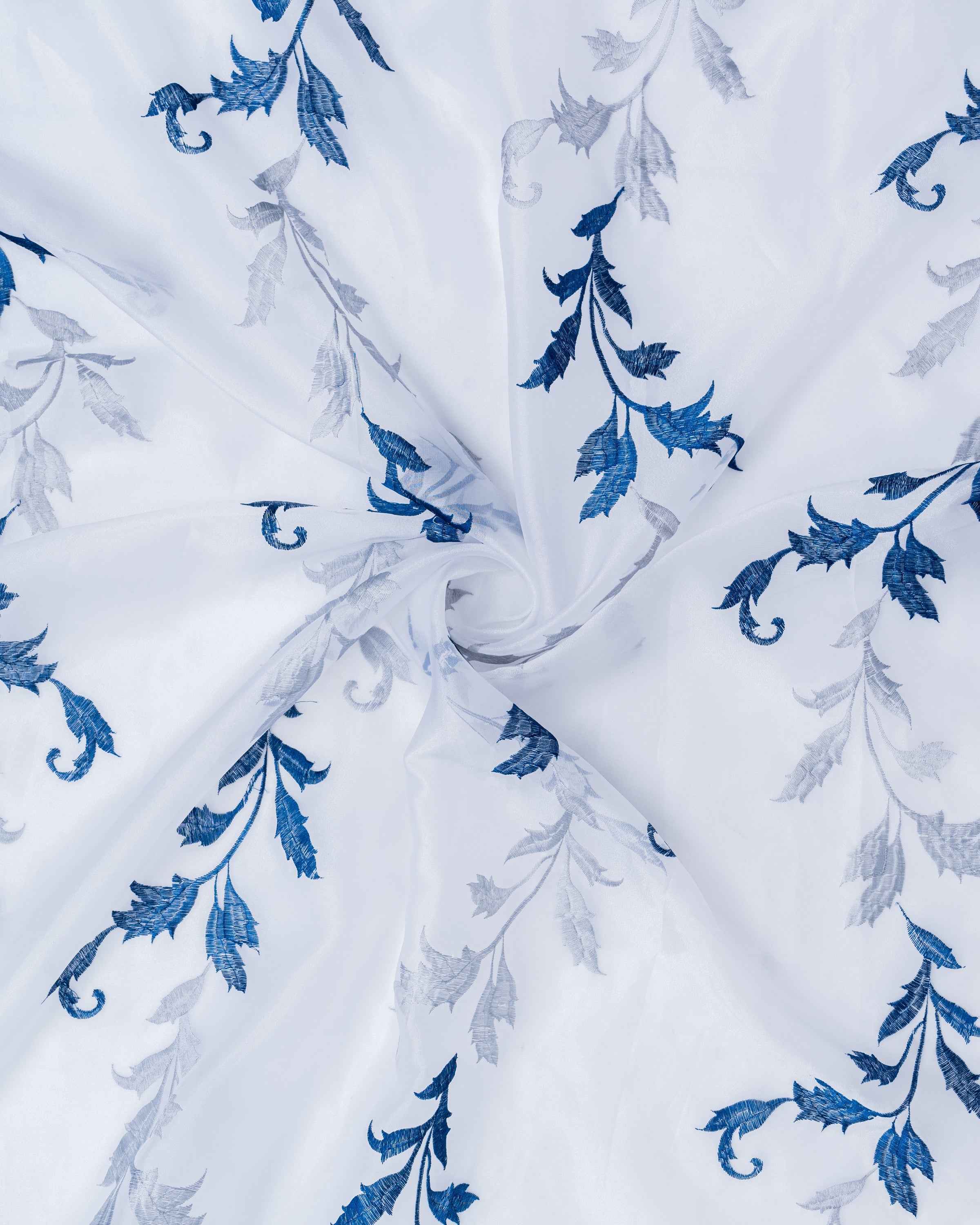 Parda online Premium Leaf Design Embroidery Tissue Curtain with Soft & Durable Fabric