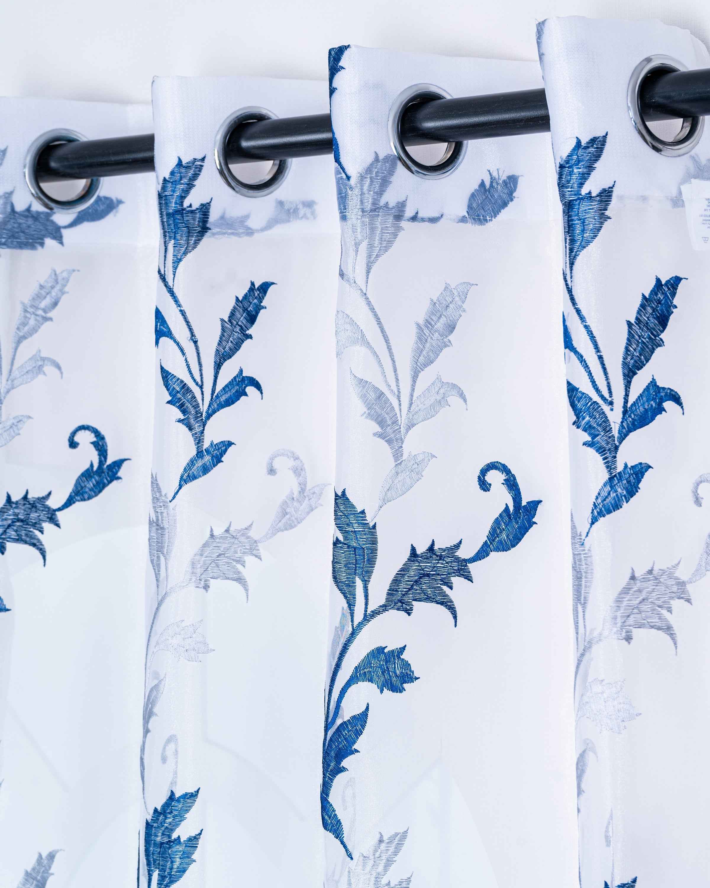 Parda online Premium Leaf Design Embroidery Tissue Curtain with Soft & Durable Fabric