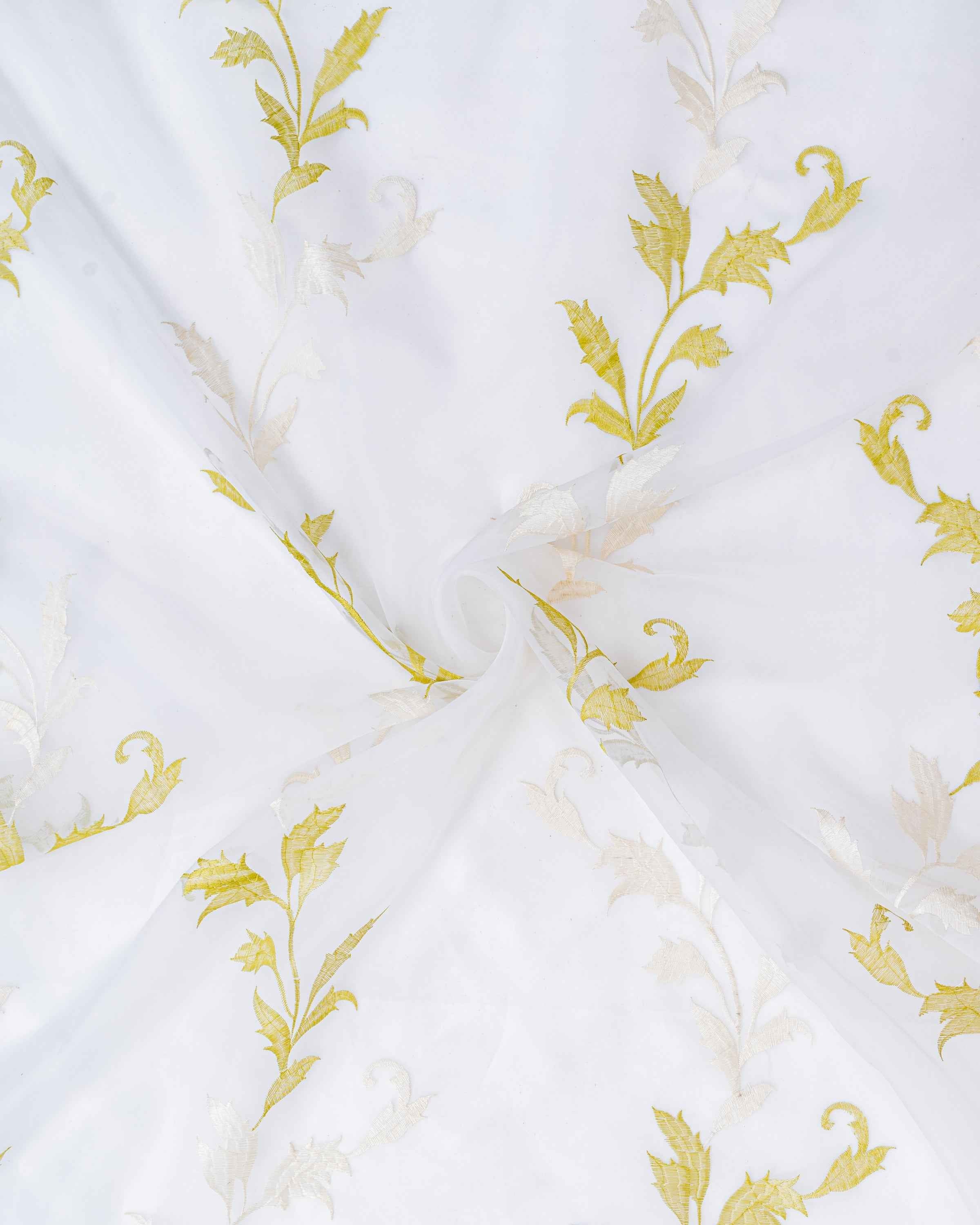 Parda online Premium Leaf Design Embroidery Tissue Curtain with Soft & Durable Fabric